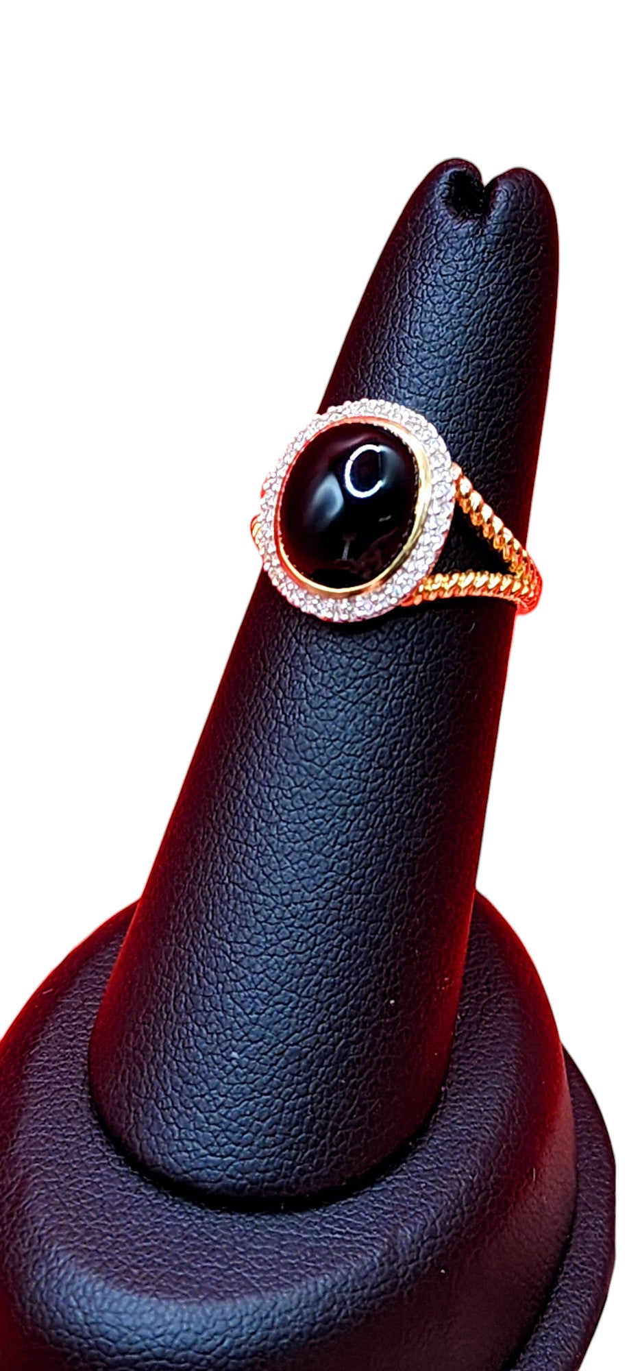 14KT Yellow Gold .10cttw Diamond & Halo Onyx Ring