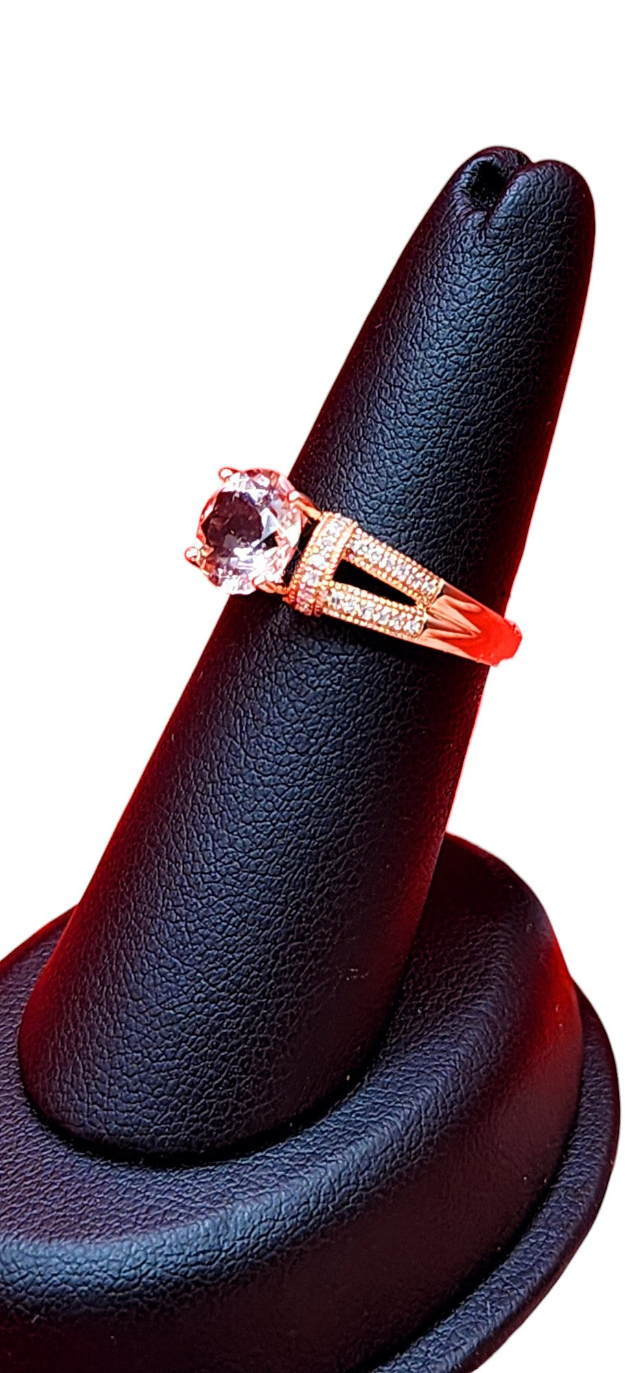 14KT Rose Gold Round Morganite Cntr W/.20 Diamond