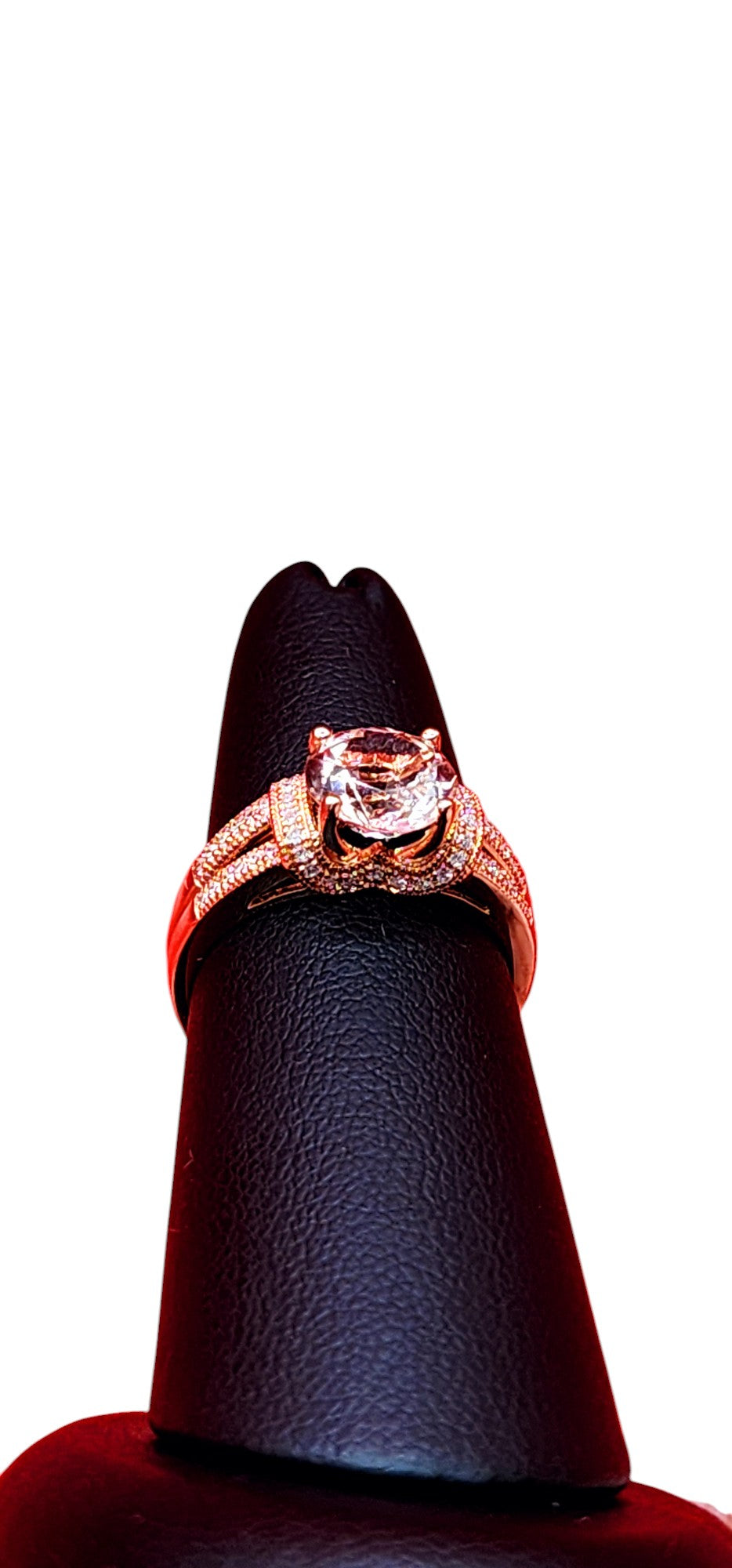 14KT Rose Gold Round Morganite Cntr W/.20 Diamond