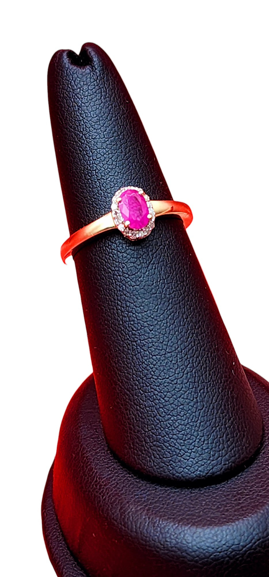 14KT Yellow Gold/ Gen Ruby & .10cttw Diamond Ring