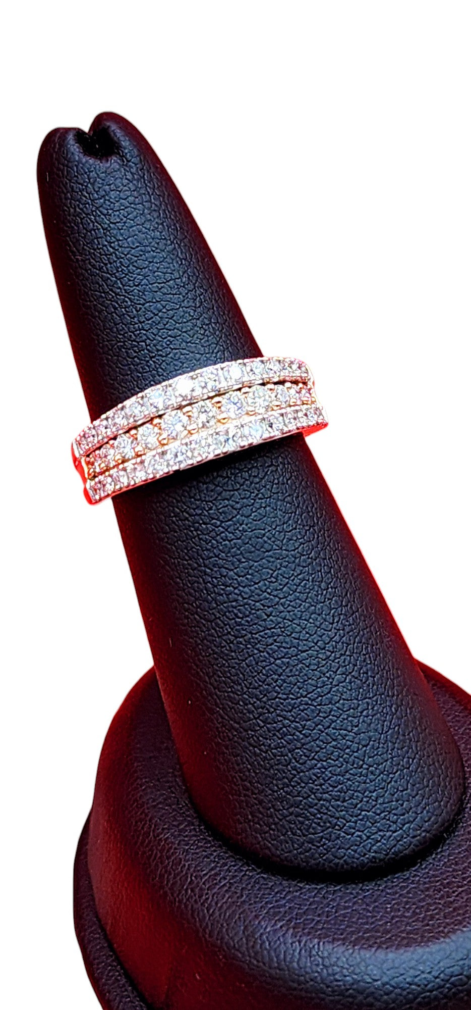 14KT White Gold 2-TONE 1.00 cttw 3Multi-Row & Diamond Ring