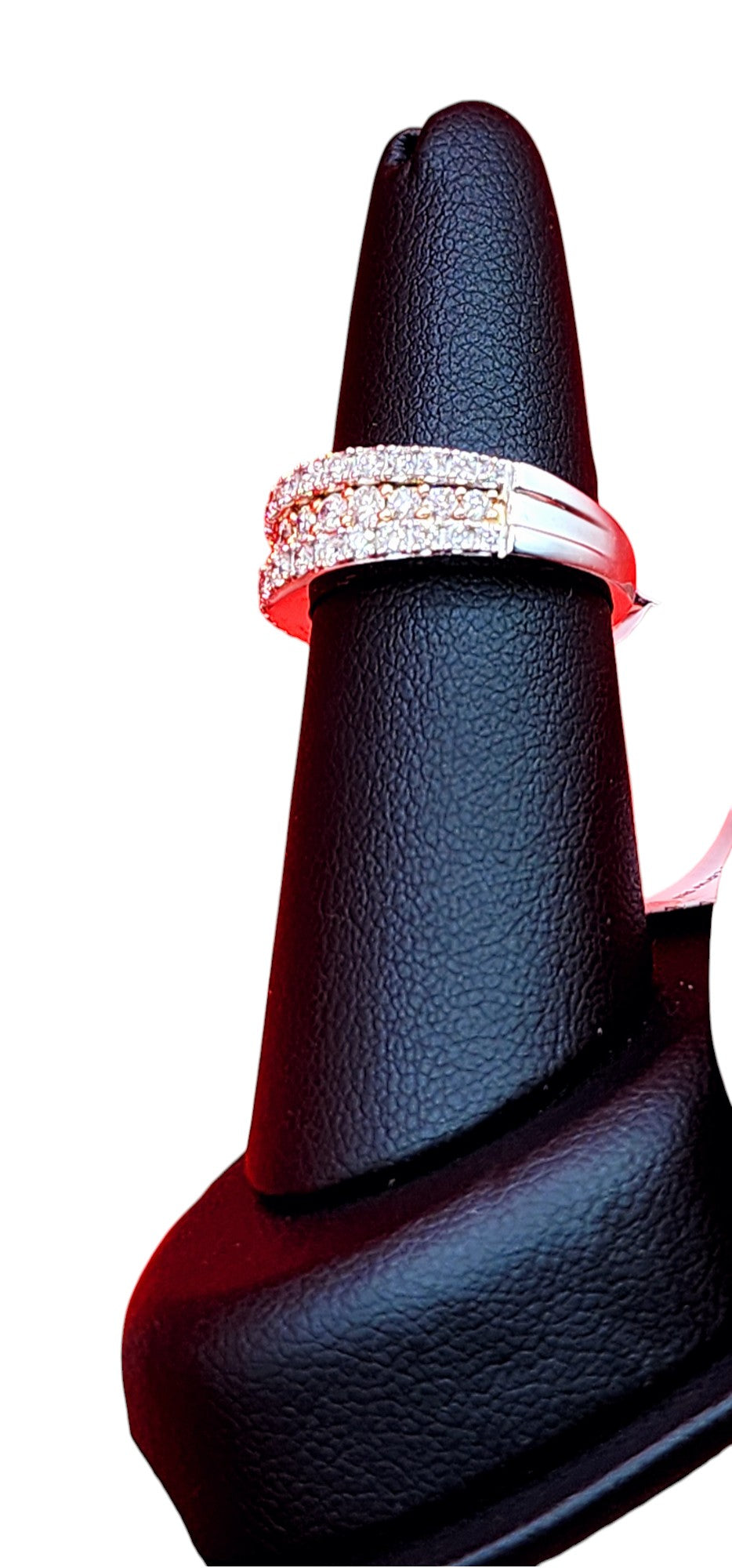 14KT White Gold 2-TONE 1.00 cttw 3Multi-Row & Diamond Ring