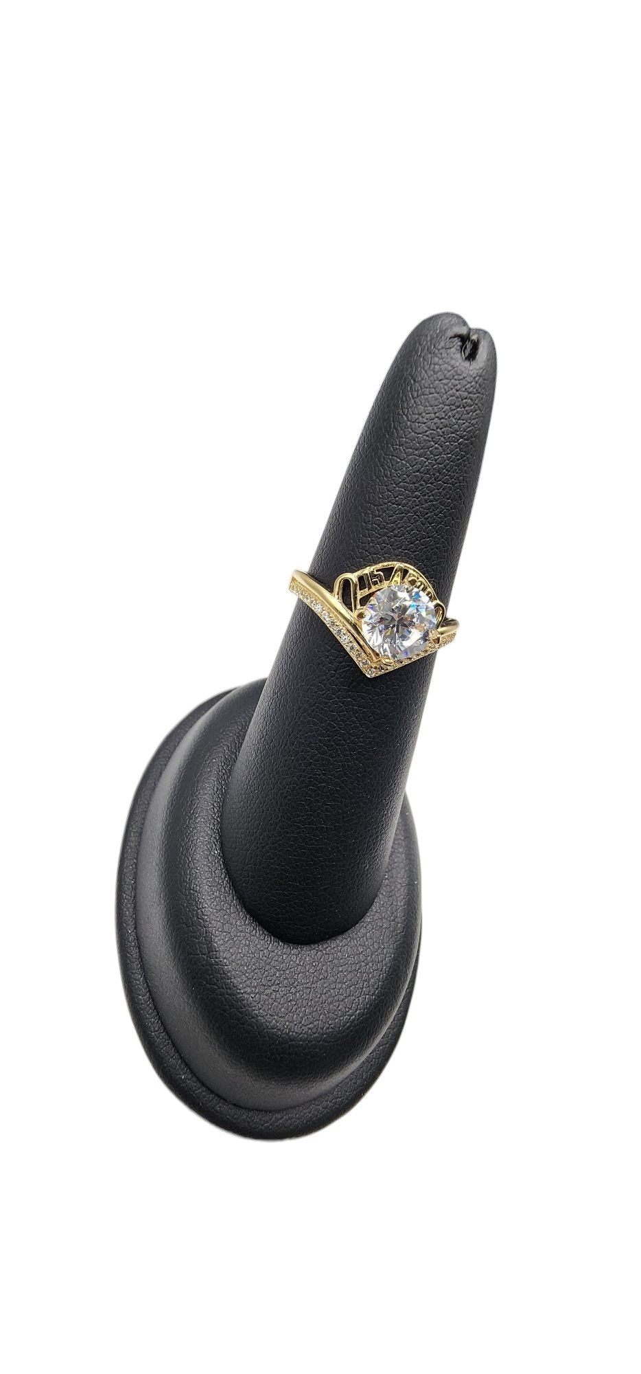 14KT Yellow Gold White Cz Fancy 15 Years Design Ring