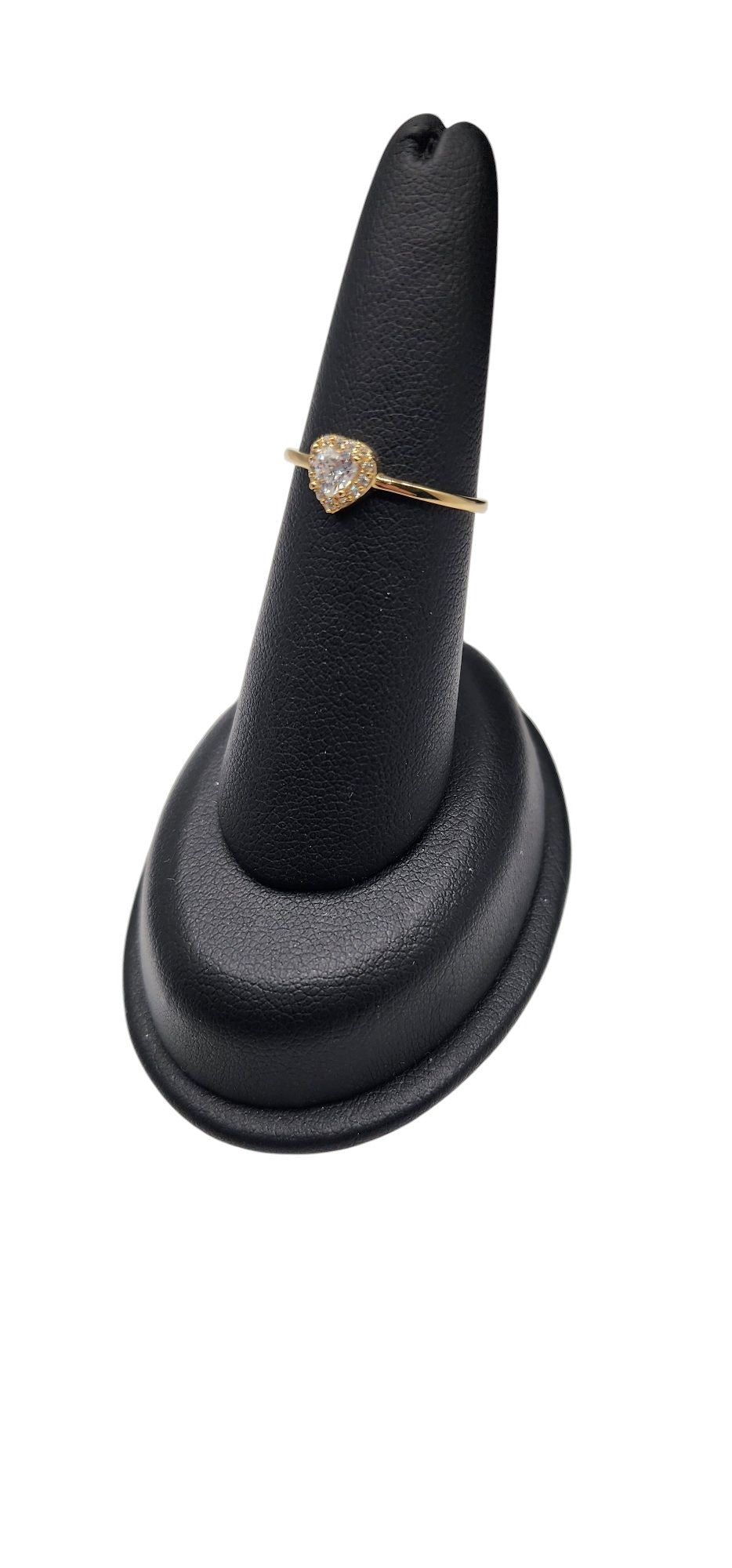 14KT Yellow Gold Fancy Stone Hart Design W/ White Cz Woman Ring