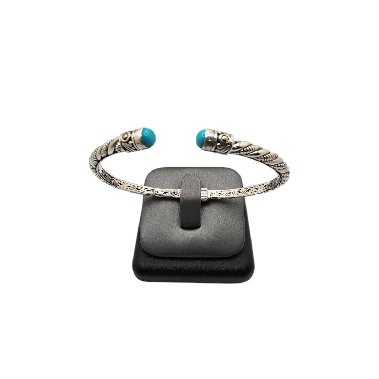 Silver Collection Plat/ W Turquoise Thin Twist Bangle Bracelet