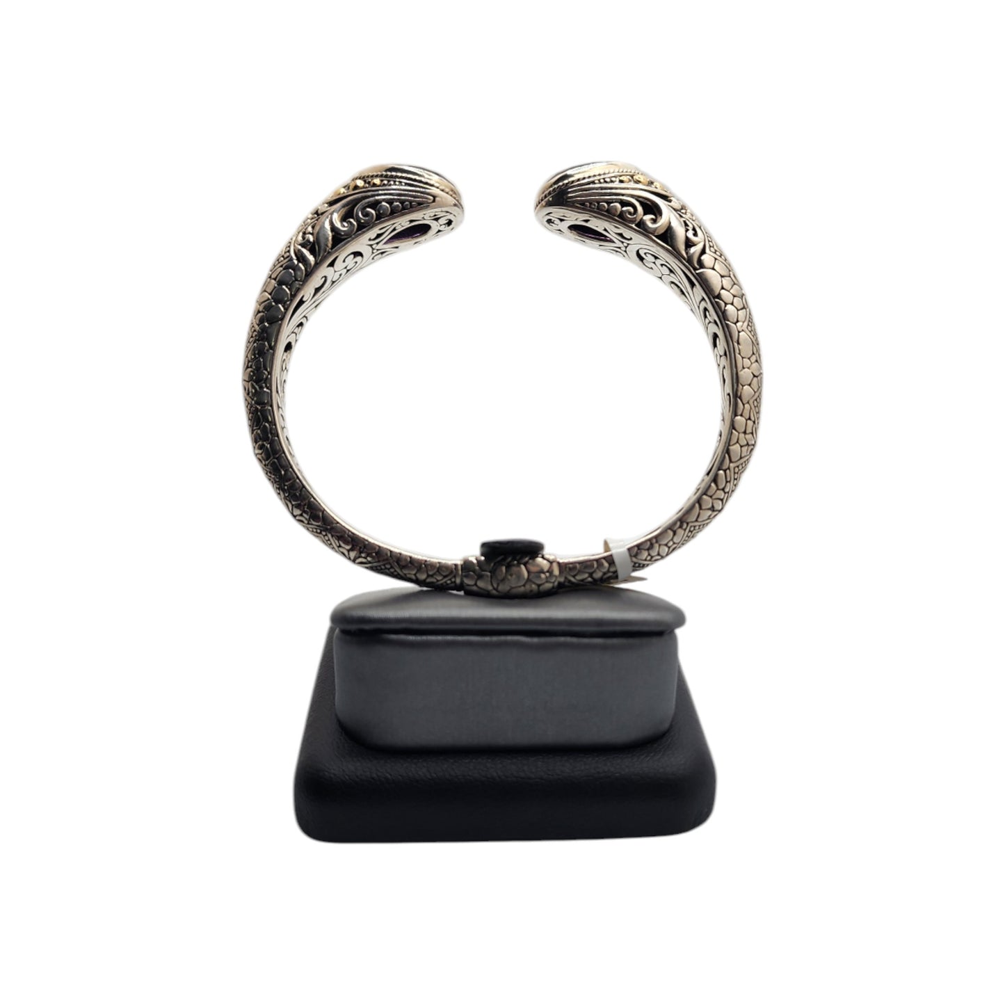 Bali Silver Collection/ W 18KT Amethyst Teardrop Bangle Bracelet