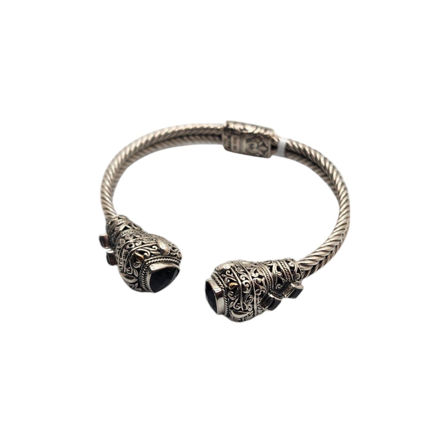 Bali Silver Collection/ W 18KT Onyx Triangle Bangle Bracelet