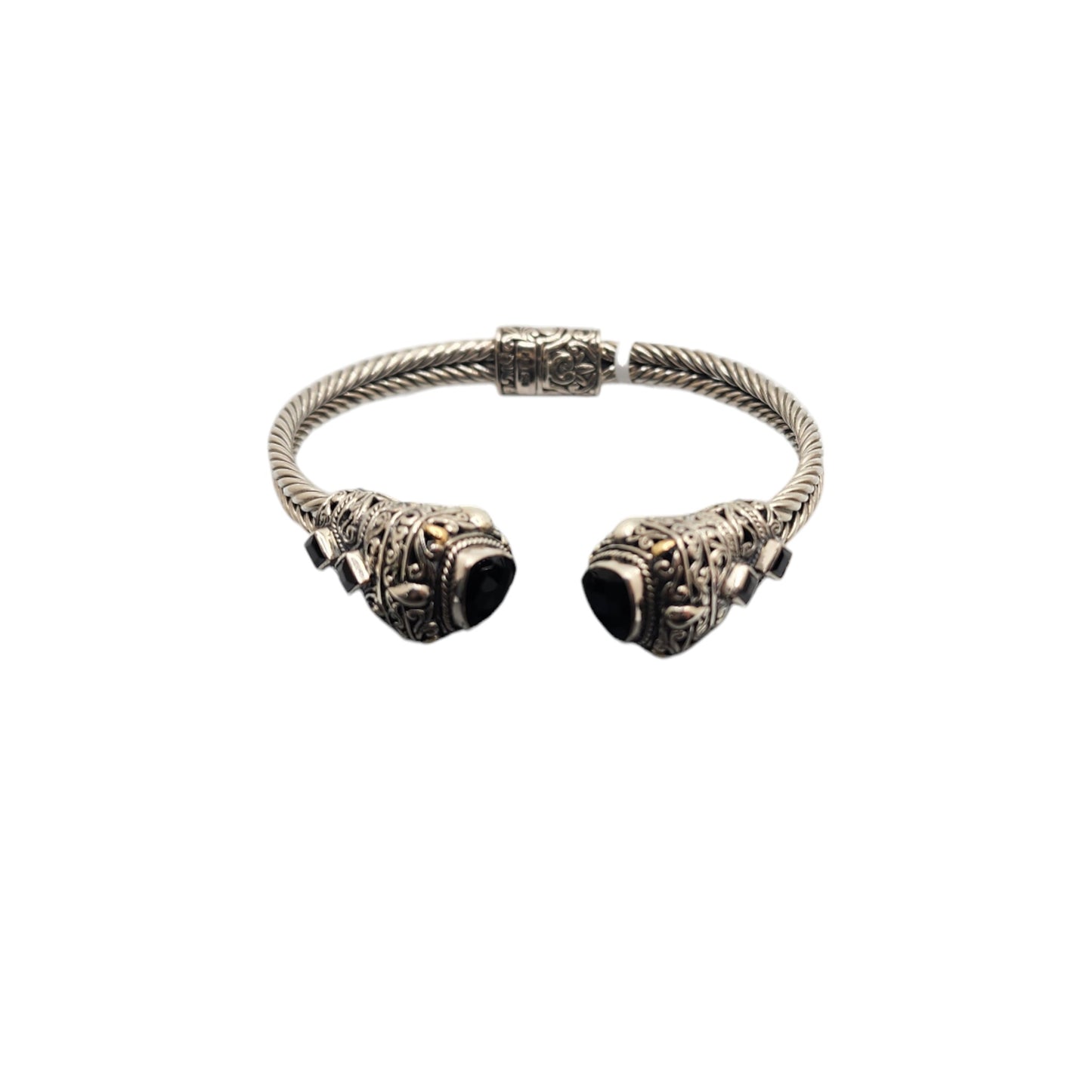 Bali Silver Collection/ W 18KT Onyx Triangle Bangle Bracelet