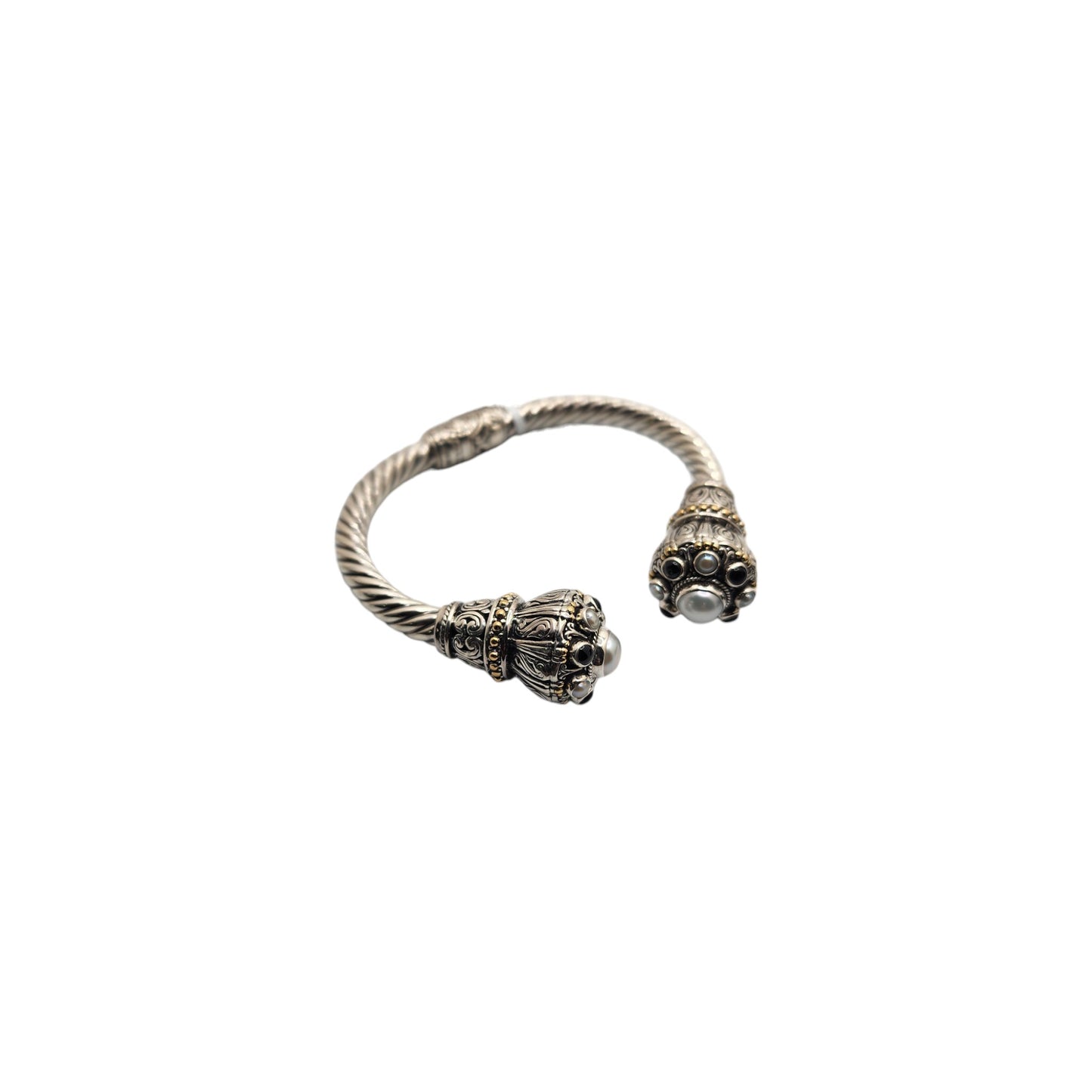 Silver Collection/ W FWP & Onyx Wide Bali Bangle Bracelet