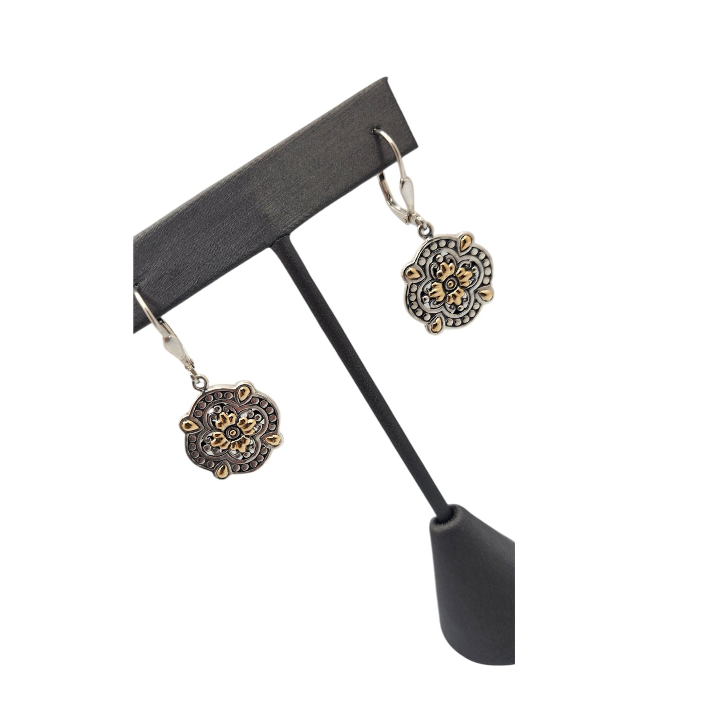 Bali Silver Collection W/ 18KtFloral Leverblack Bali Earrings