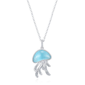 Sterling Silver Beach Life Collection Pave Jellyfish 18" Pendants