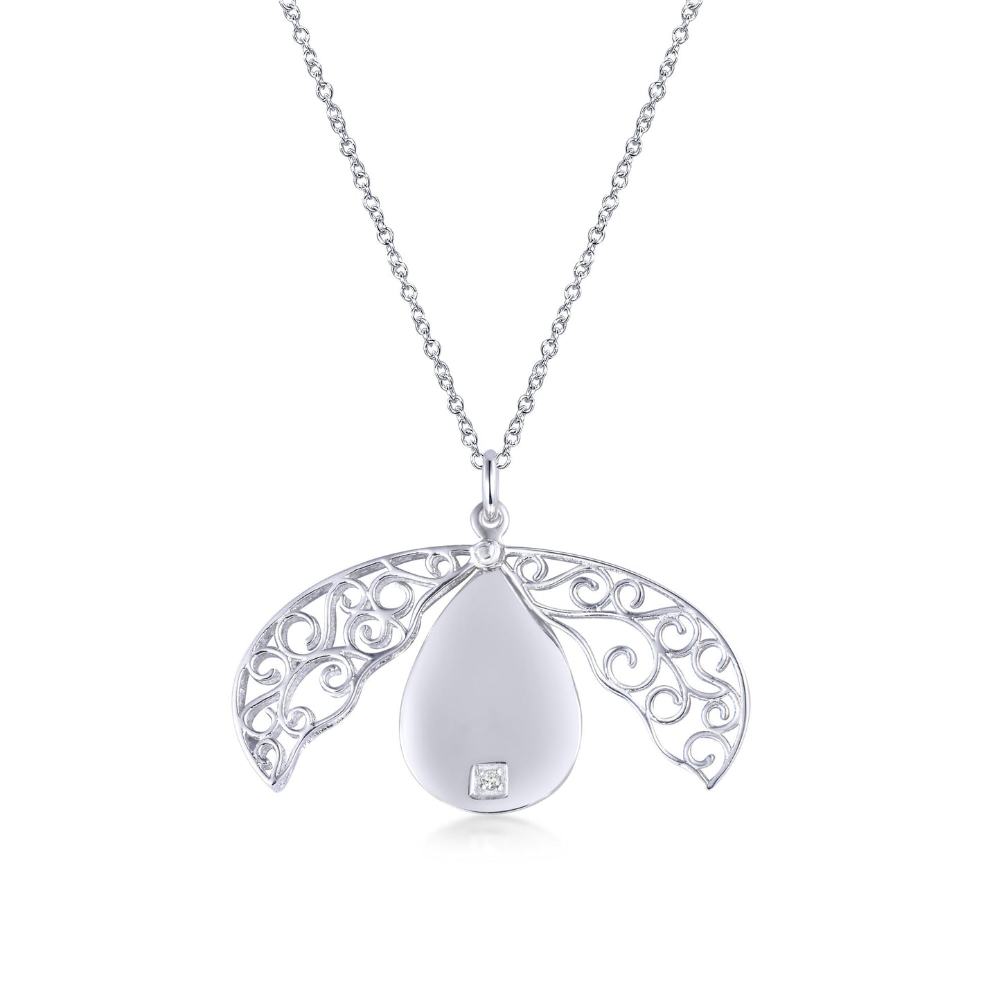 Silver Pendants Collection Hidden Teardrop W/ .1 Diamon