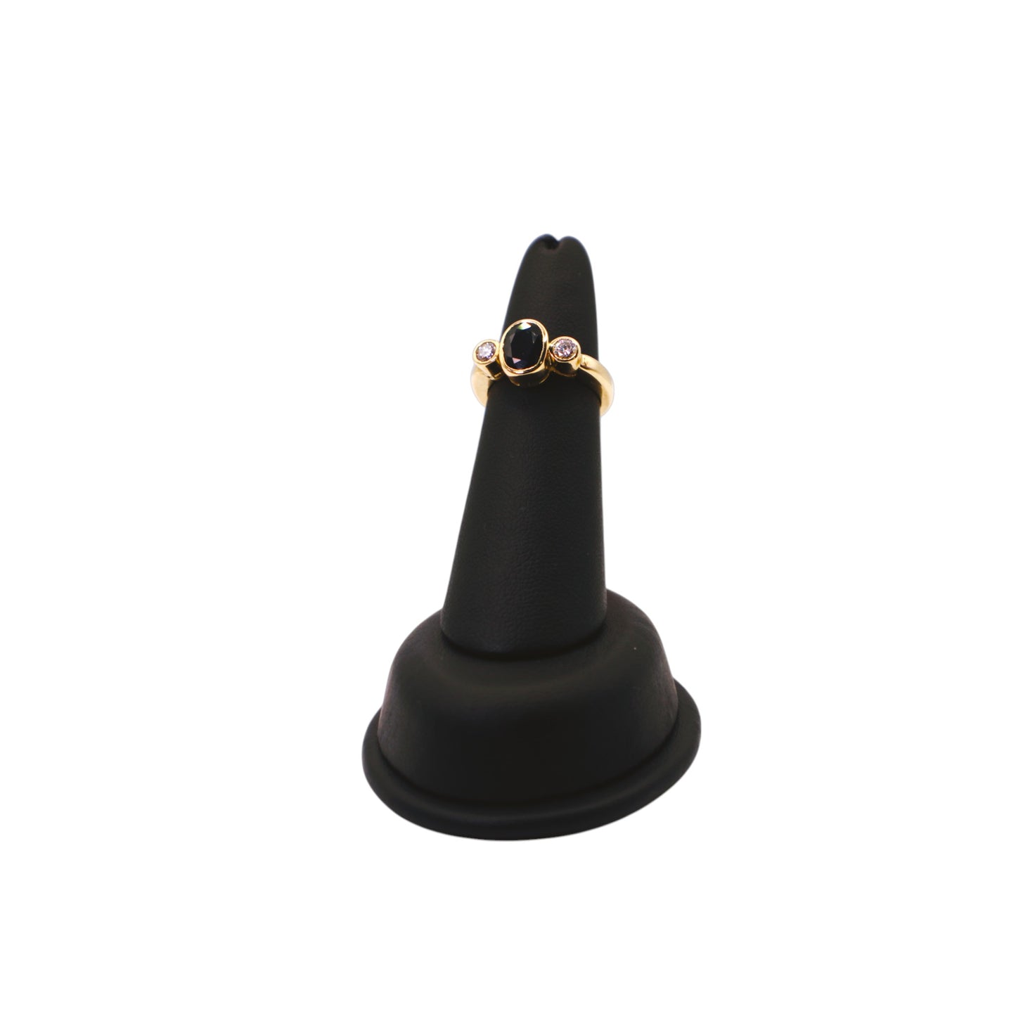 18KT Yellow Gold W/ 1.50 Oval Sapphire & White Diamond Ring
