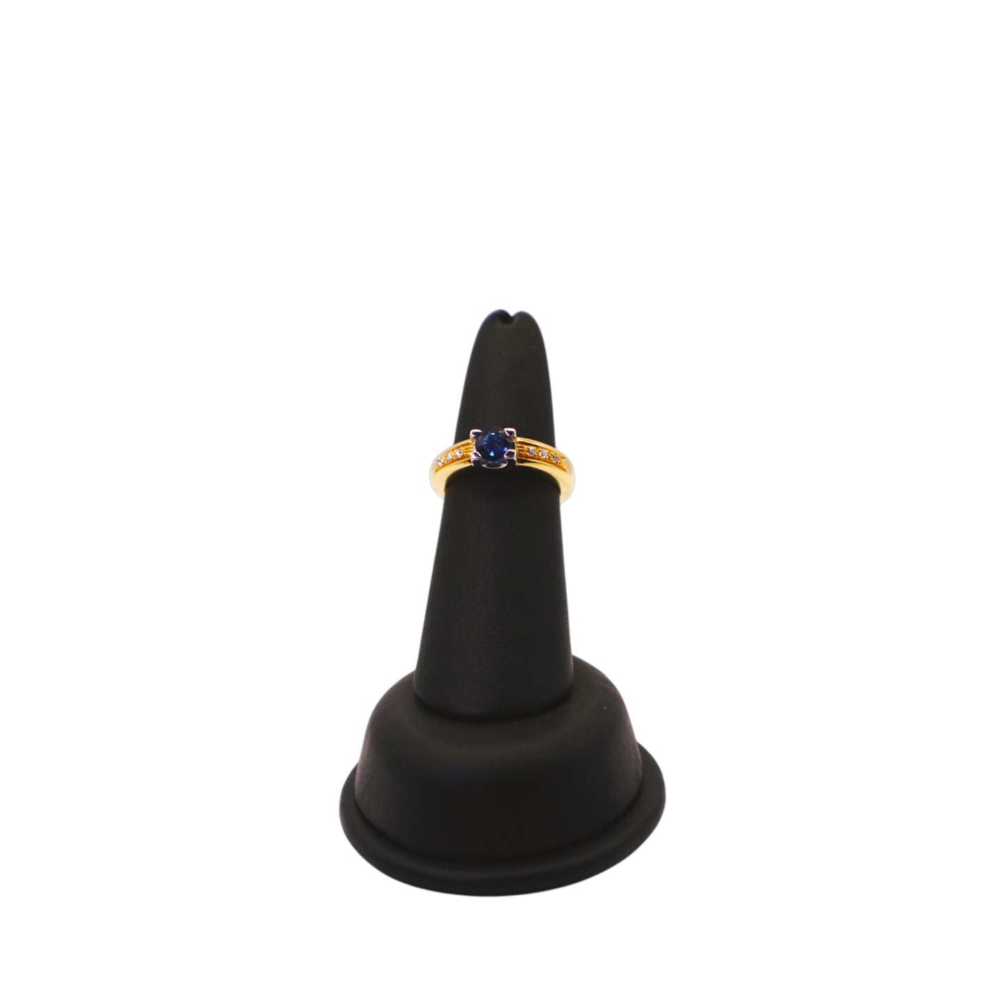 18KT White & Yellow Gold W/ .61 Sapphire & Diamond Prong Ring