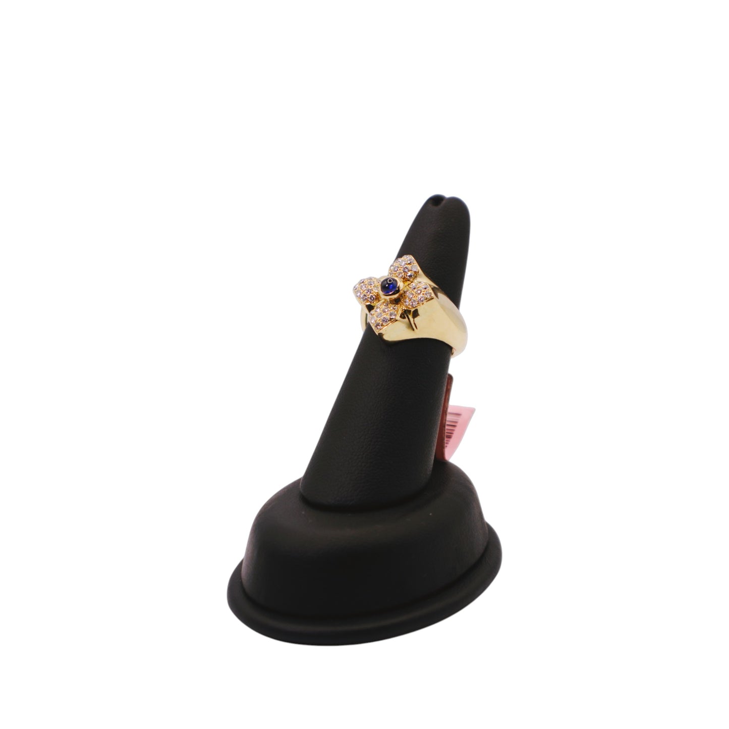 18KT Yellow Gold 0.30cttw Sapphire W/ .40cttw Flower Diamond Ring