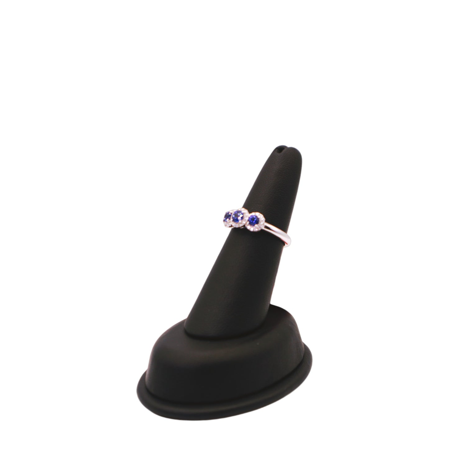 18KT White Gold .75cttw Sapphire & .20cttw White Diamond Halo Ring