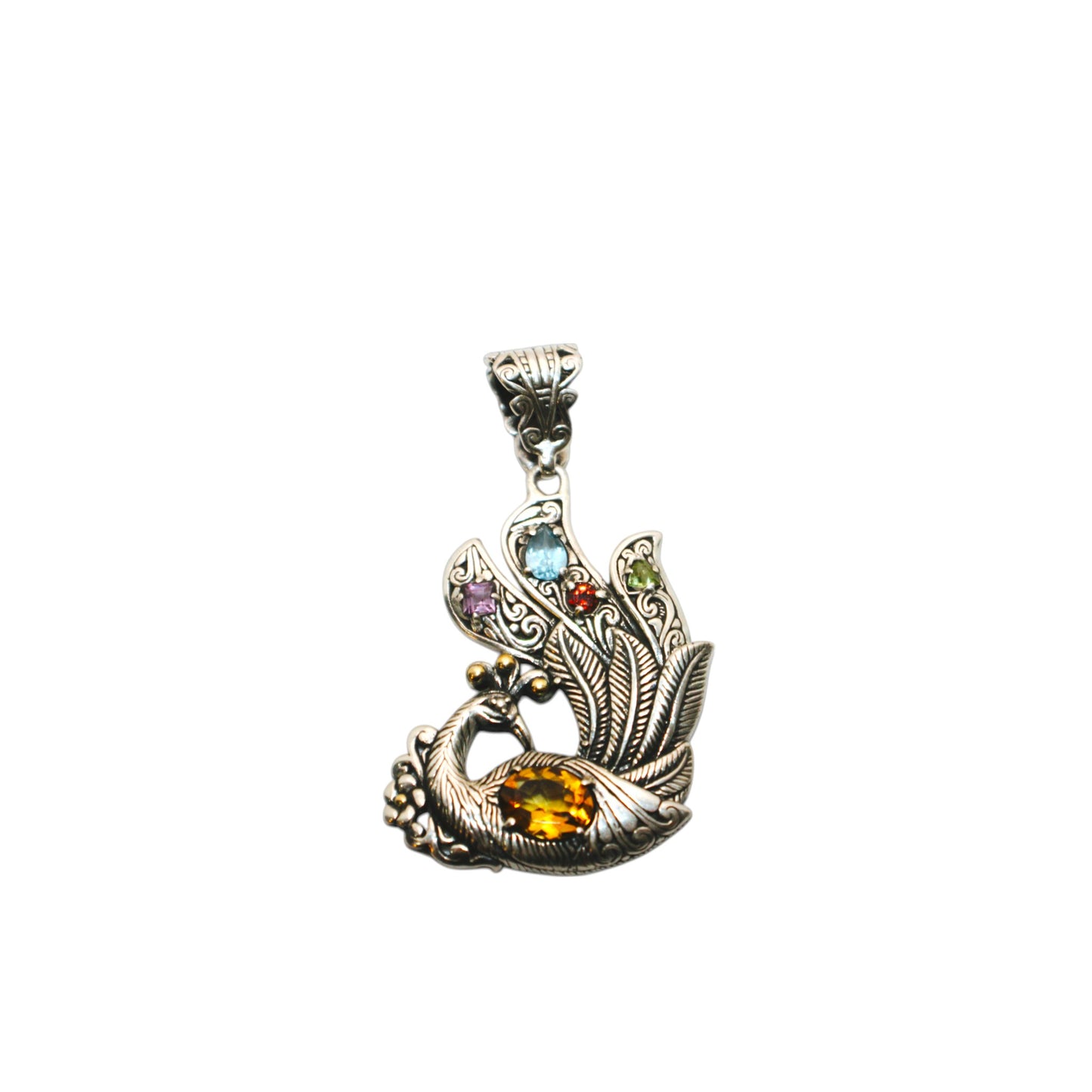 Bali Silver Collection Pendants W/18KT Asst Peacock