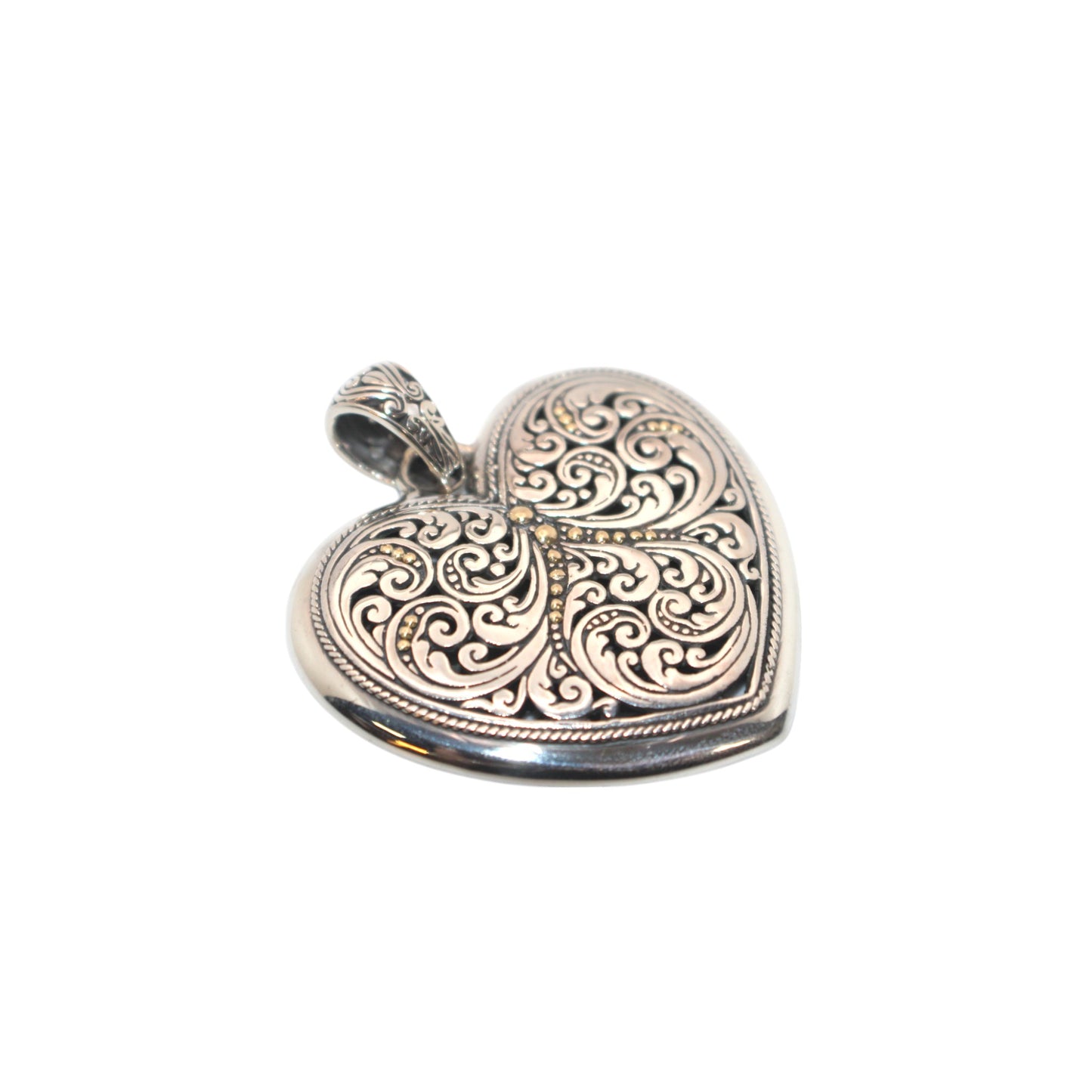 Bali Silver Collection Pendants W/18KT Paisley Heart