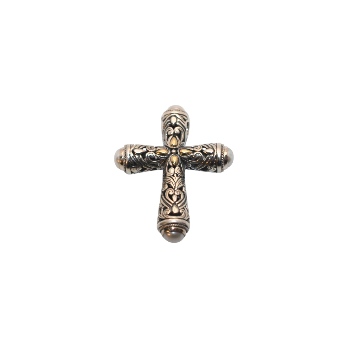 Bali Silver Collection Pendants W/18KT White FWP Cross