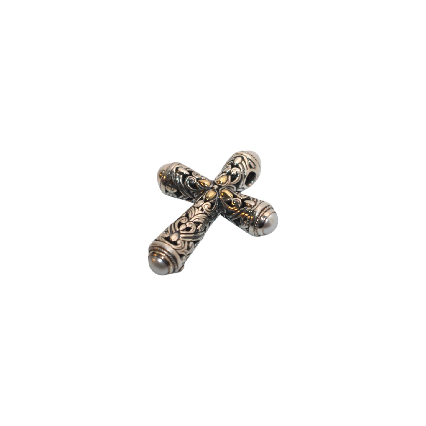 Bali Silver Collection Pendants W/18KT White FWP Cross