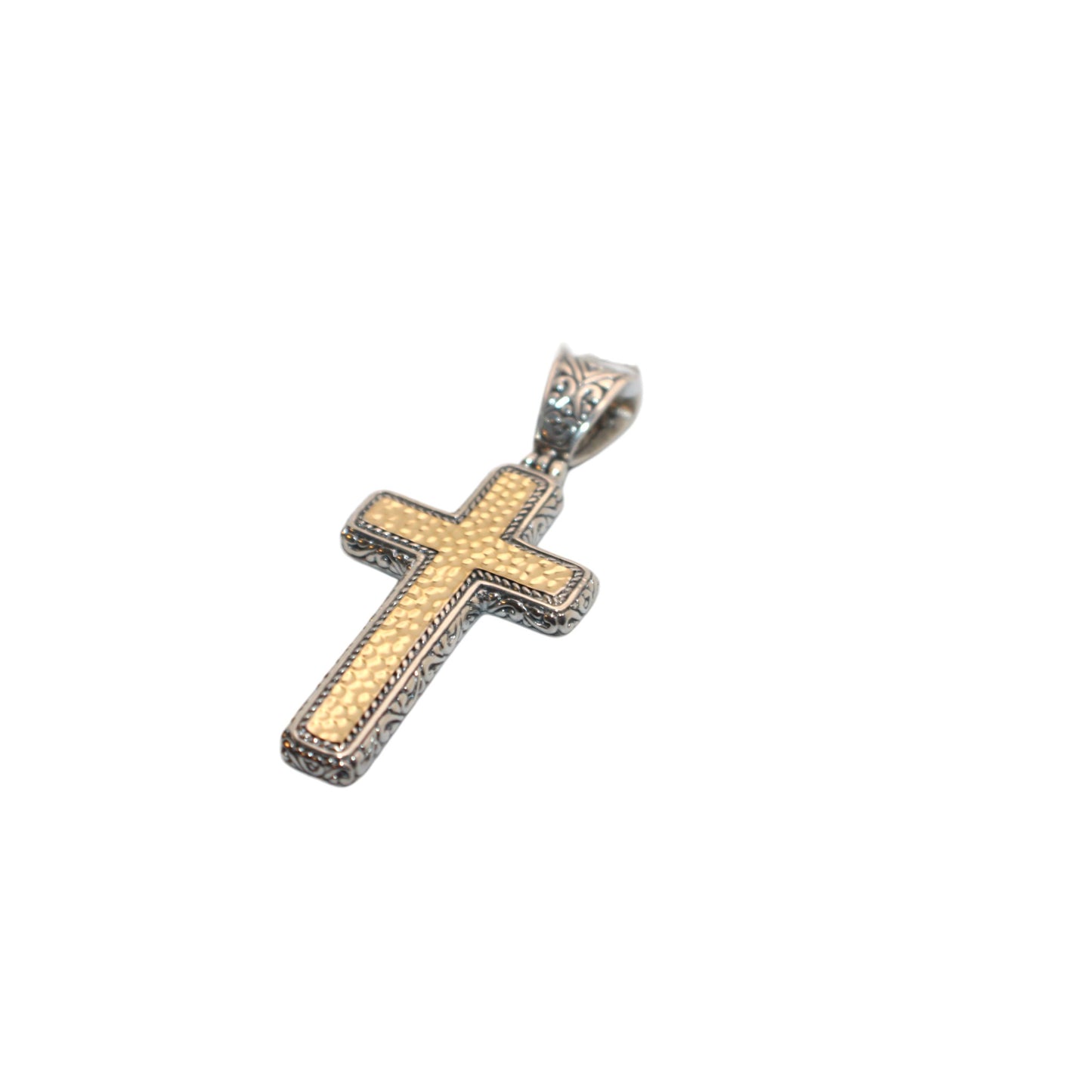 Bali Silver Collection Pendants W/18KT Hammered Cross Statement
