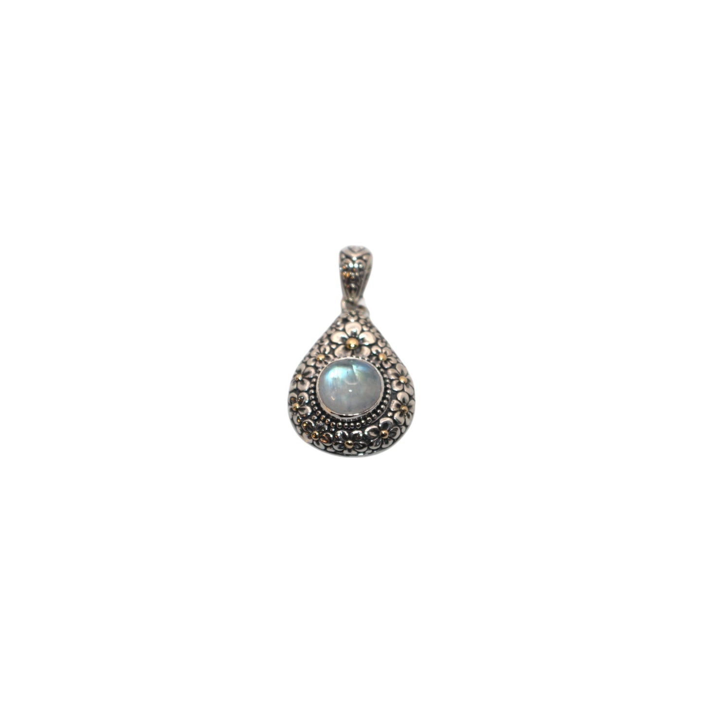 Bali Silver Collection Pendants W/18KT Labradorite Floral Bali