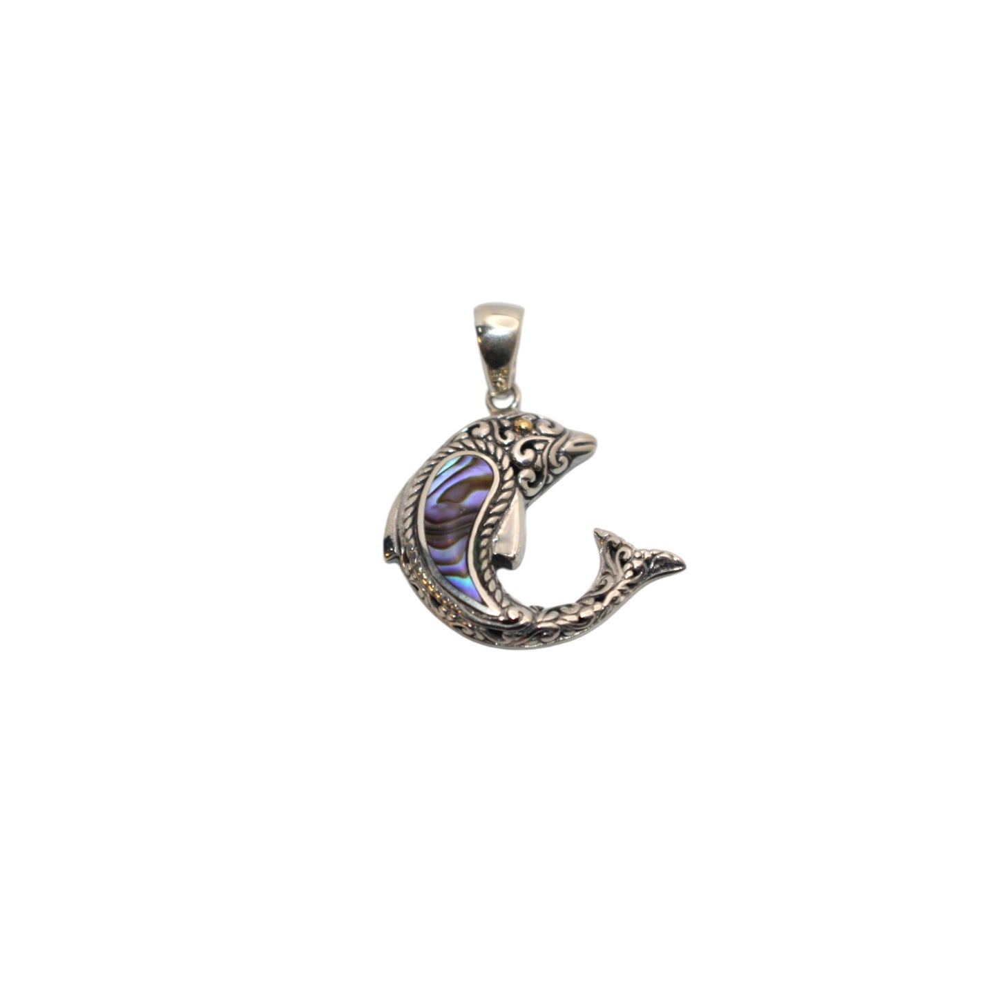 Bali Silver Collection Pendants W/18KT Abalone Paisley Dolphin