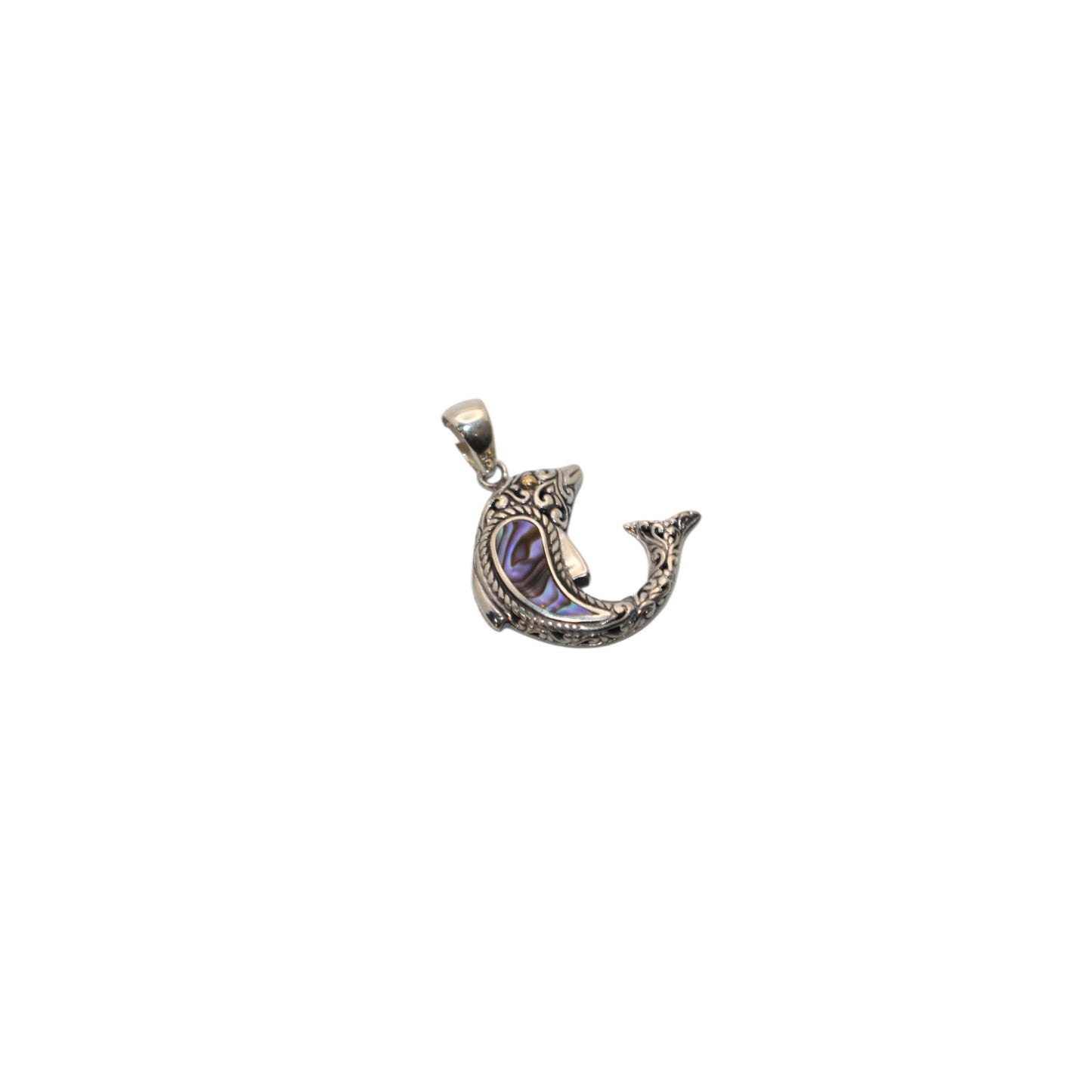 Bali Silver Collection Pendants W/18KT Abalone Paisley Dolphin