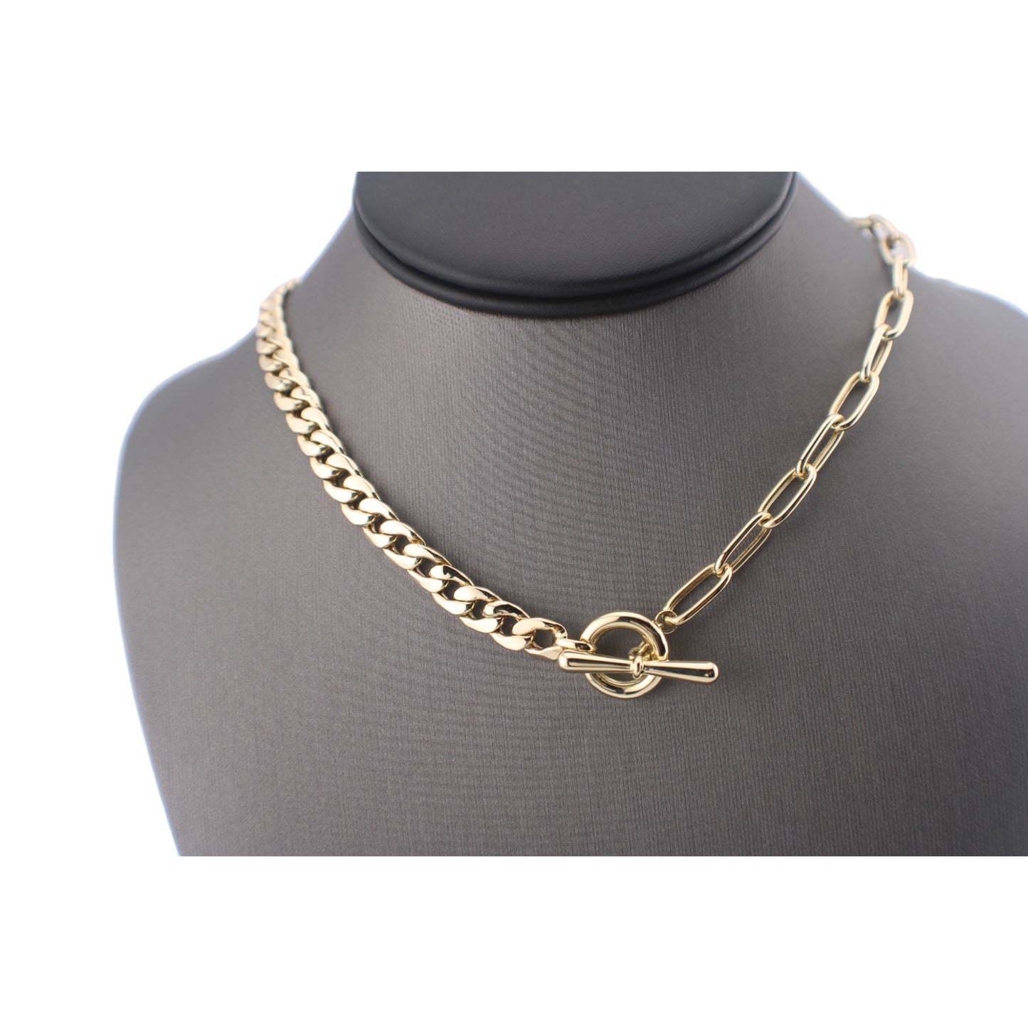 14KT Yellow Gold Set OF Cubana Semisolid & Paper Clip Chain and Bracelet