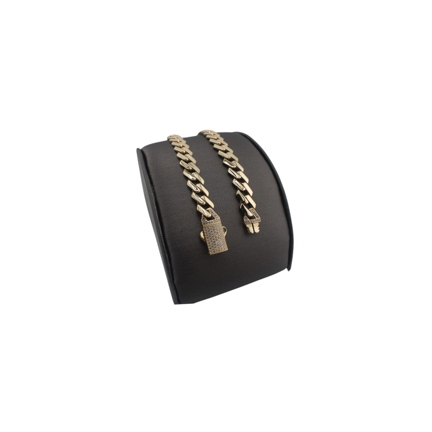 14KT Yellow Gold Fancy 7.5'' Semisolid Monaco Bracelets Box Lock W/ White Cz