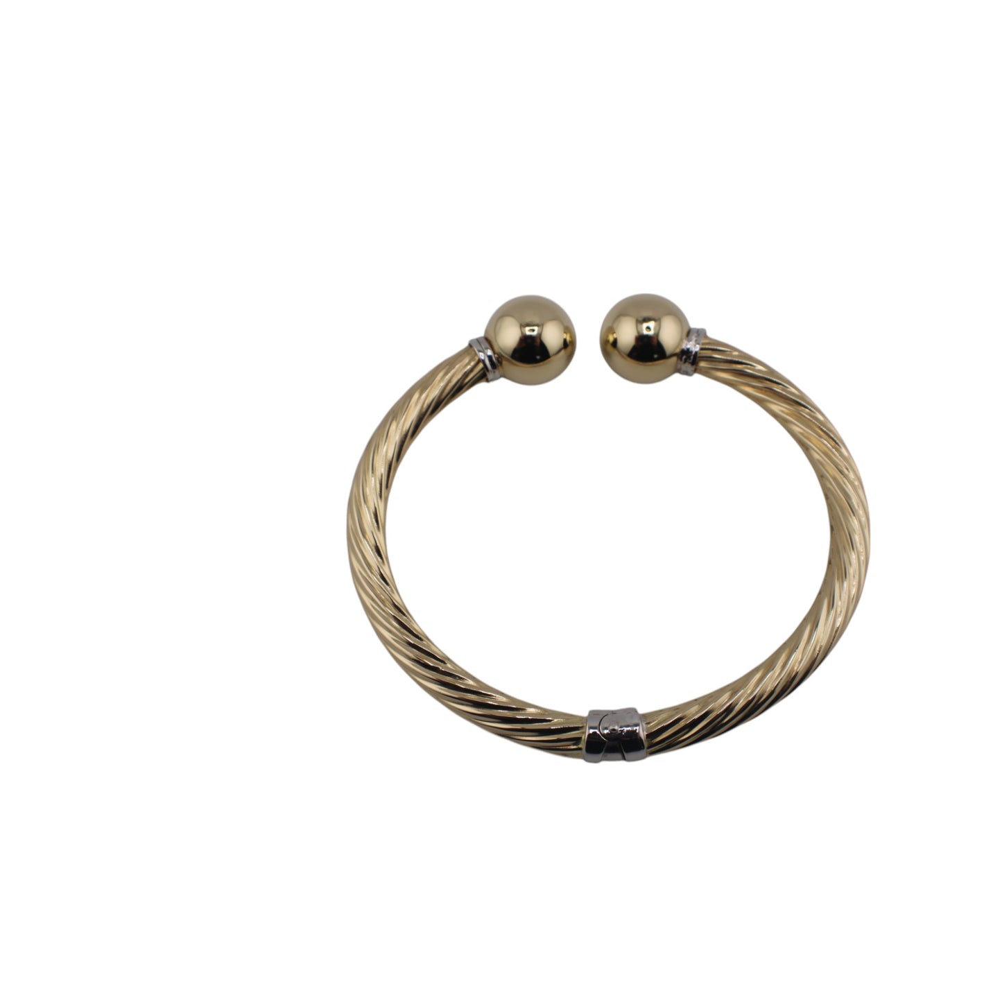 14KT Yellow & White Gold Semisolid Twisted Adjustable 6mm Bangle