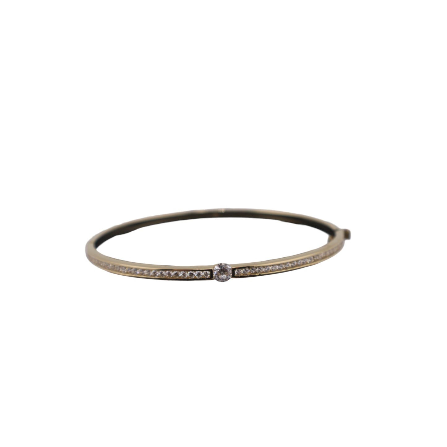 14KT 6.13g Yellow Gold W/ White Cz Semisolid 3mm Bangle