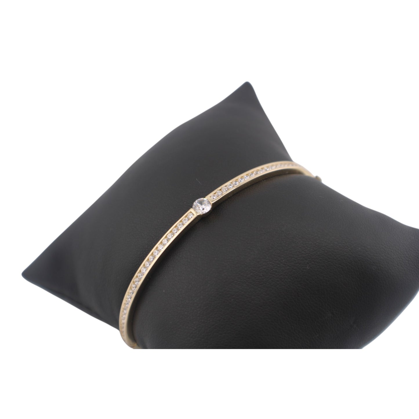 14KT 6.13g Yellow Gold W/ White Cz Semisolid 3mm Bangle