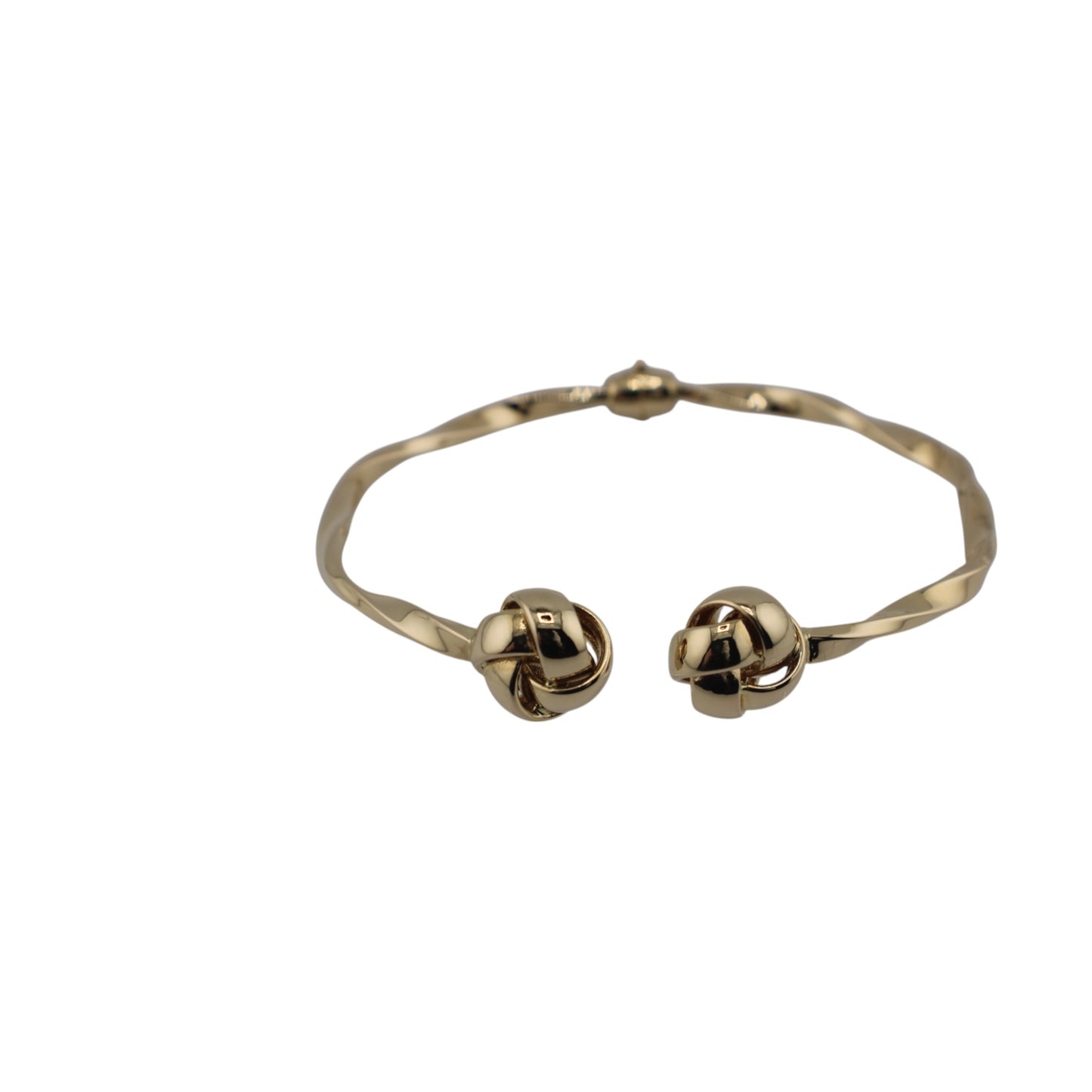 14KT 5.4g Yellow Gold Semisolid Twisted & Knots Adjustable 3mm Bangle