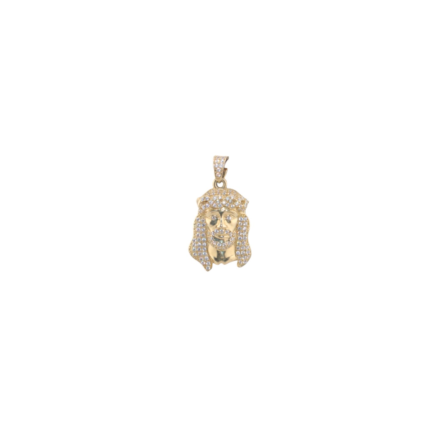 10KT Yellow Gold Christ 35mm W/ White Cz 3.4g Pendant