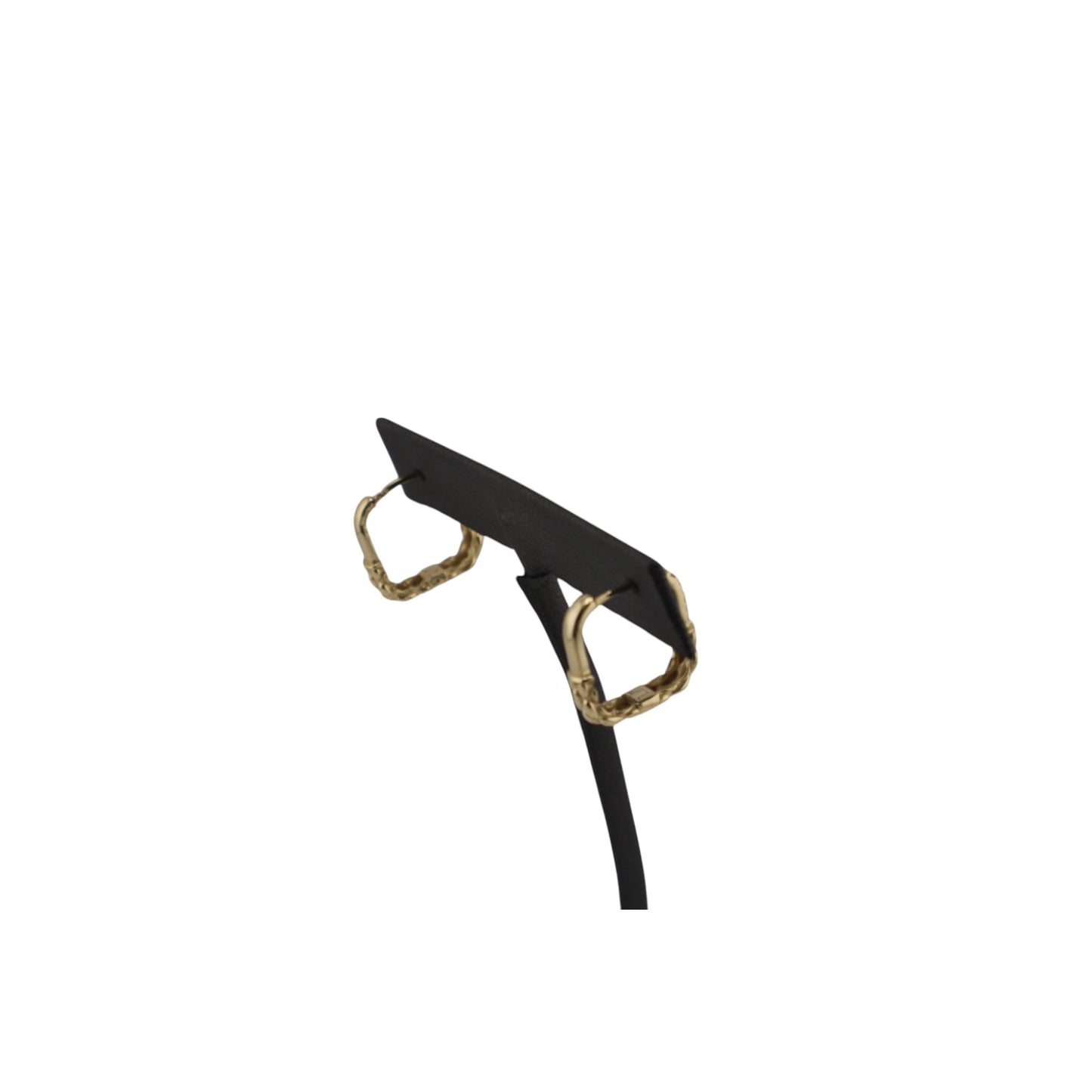 14KT Yellow Gold Square W/ White Cz Style Hoops 13.mm Earrings