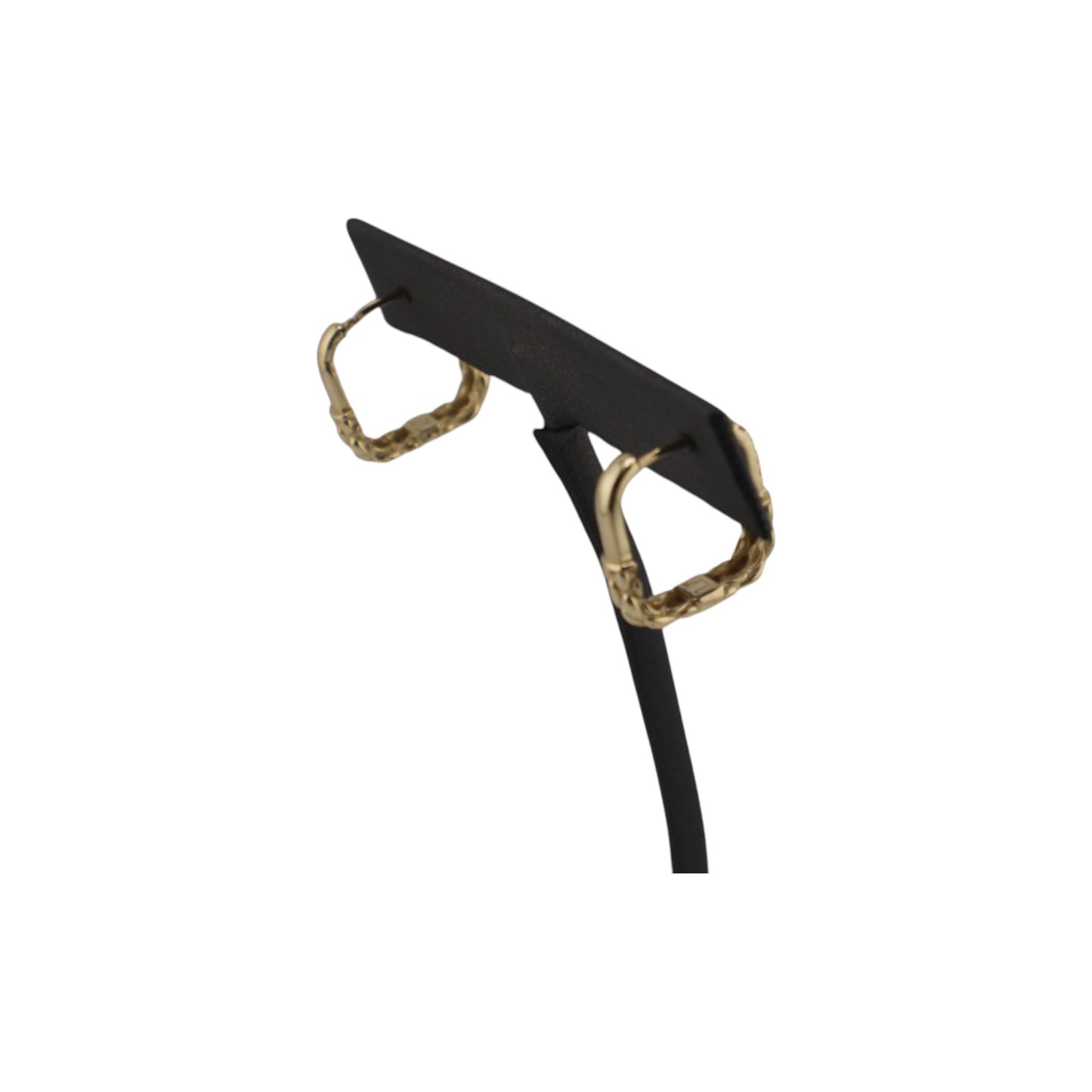 14KT Yellow Gold Square W/ White Cz Style Hoops 13.mm Earrings
