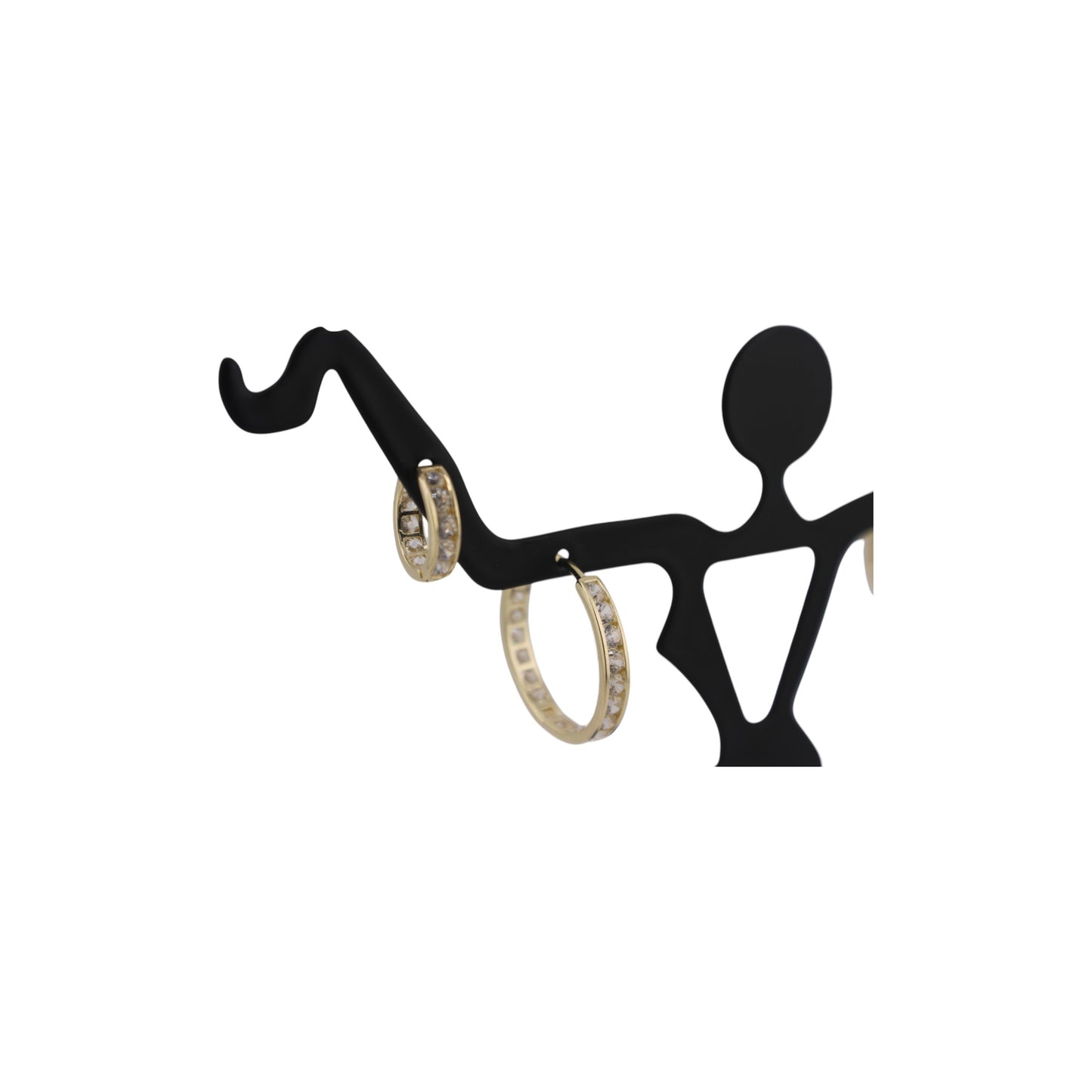 14KT Solid Yellow Gold W/ White Cz Hoops Style Earrings