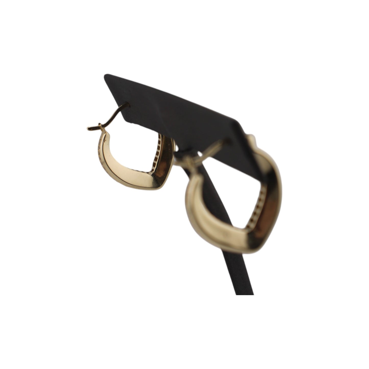 14KT Semi-Solid Yellow Gold Hoops W/ One Row White Cz Earrings