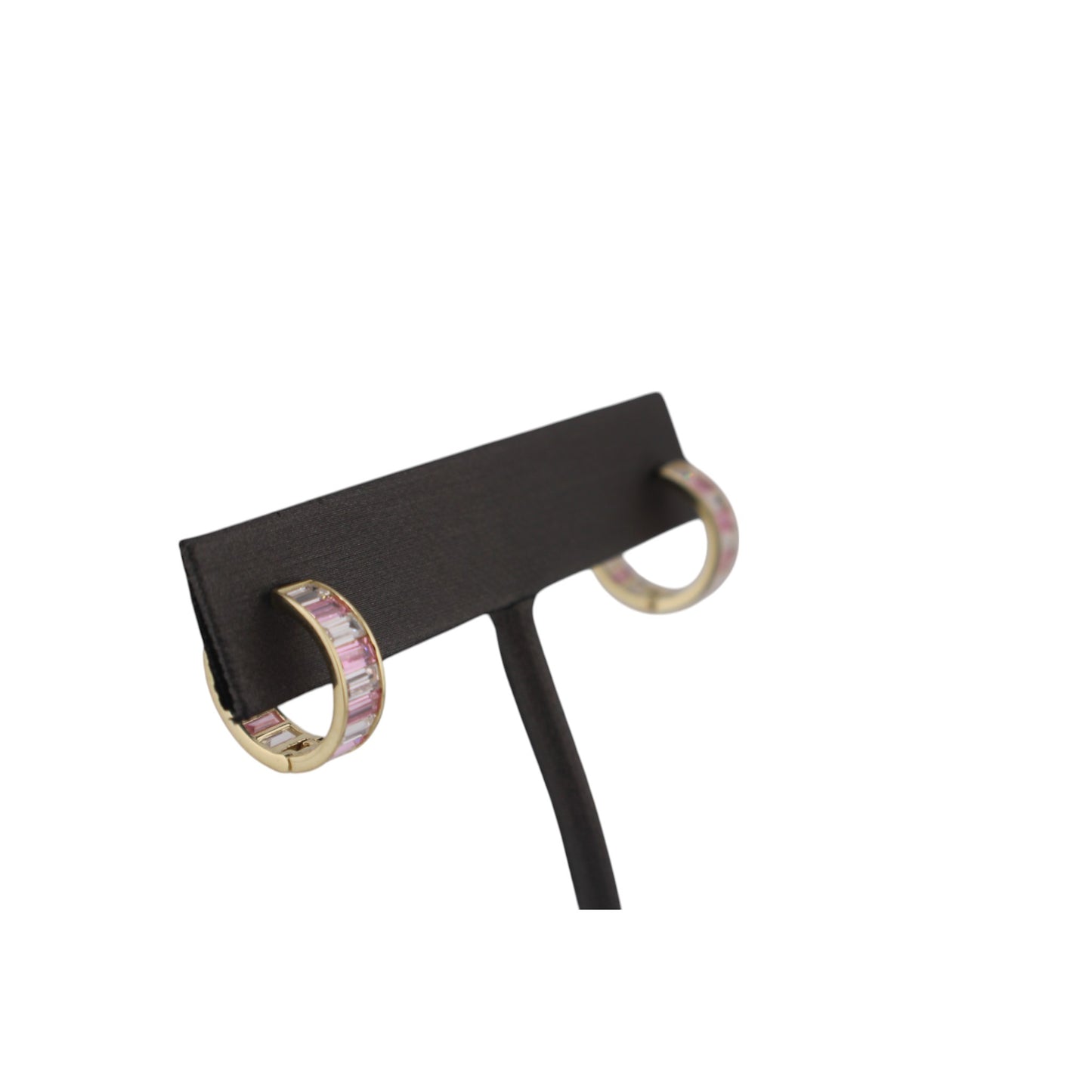 14KT Solid Yellow Gold W/ White & Pink Or Blue Cz 12.mm Hoops Style Earrings