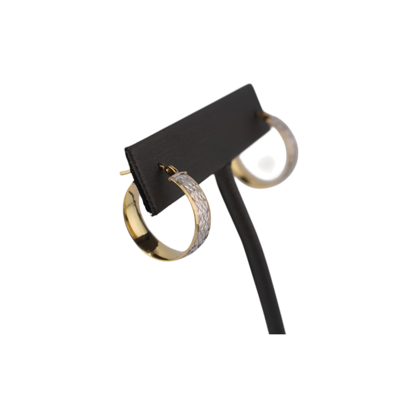 14KT Solid Yellow / White Gold Hoops 5.5mm Earrings