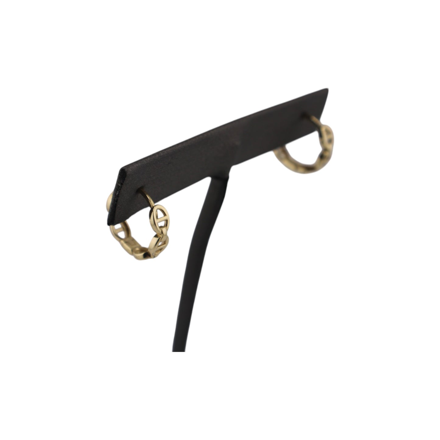 14KT Solid Yellow Gold Hoops H-Fancy Style 12.mm Earrings
