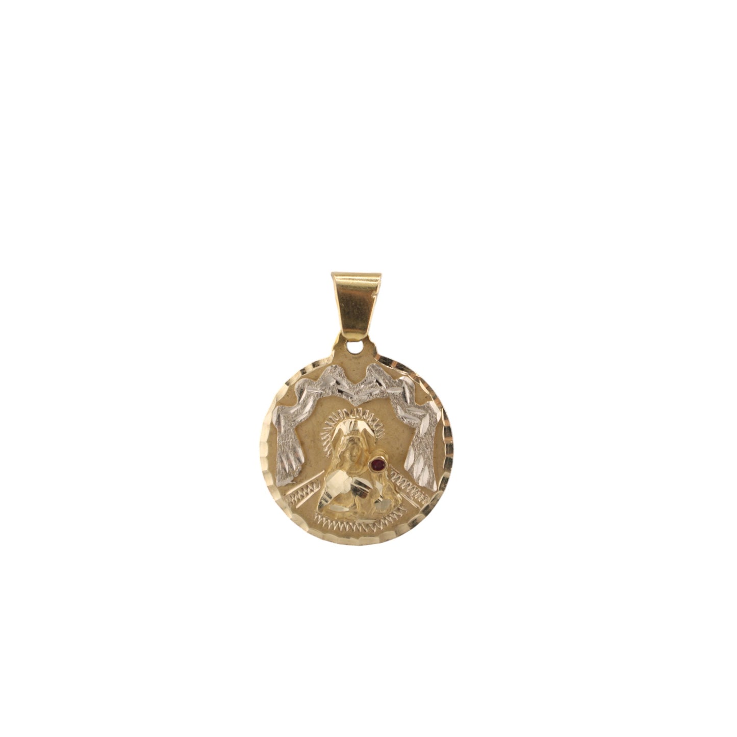 14KT Yellow Solid Gold Santa Barbara Round Pendant