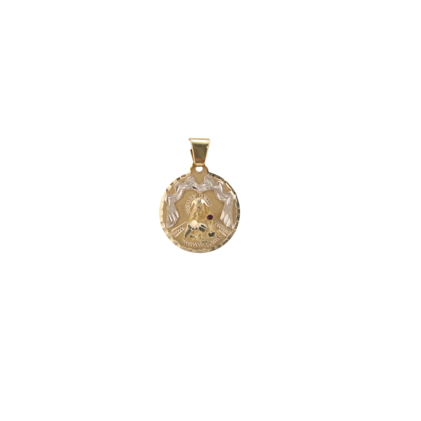 14KT Yellow Solid Gold Santa Barbara Round Pendant