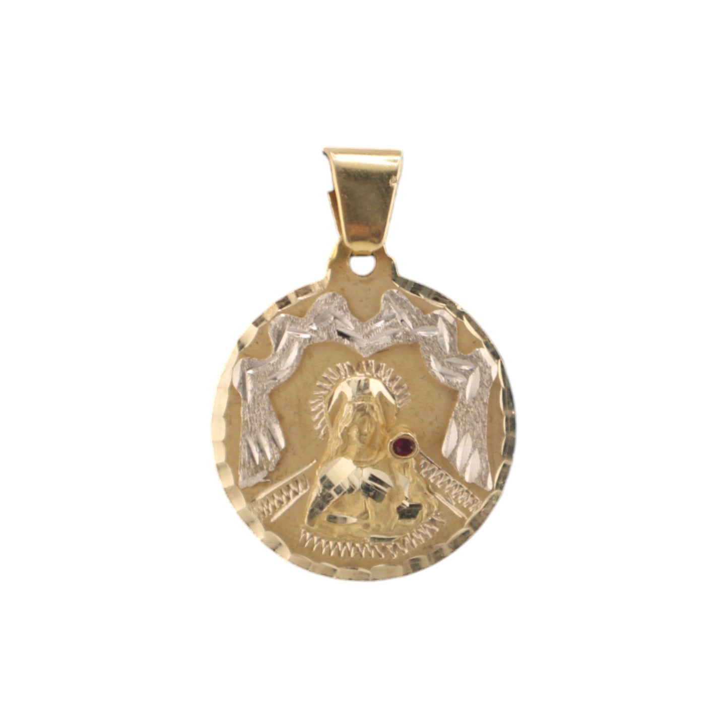 14KT Yellow Solid Gold Santa Barbara Round Pendant