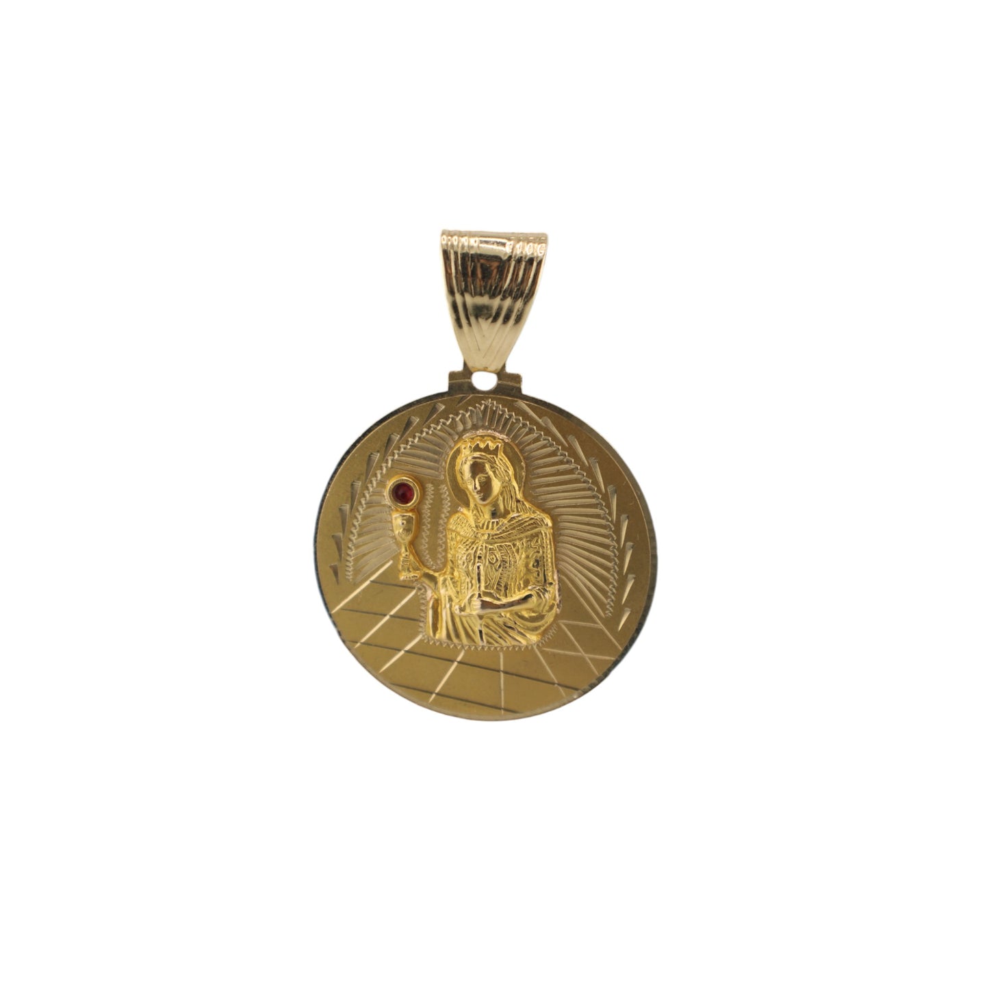 14KT Yellow Solid Gold Santa Barbara 65mm Round Pendant