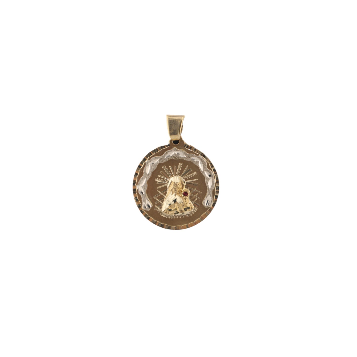 14KT Yellow Solid Gold Santa Barbara Round Pendant