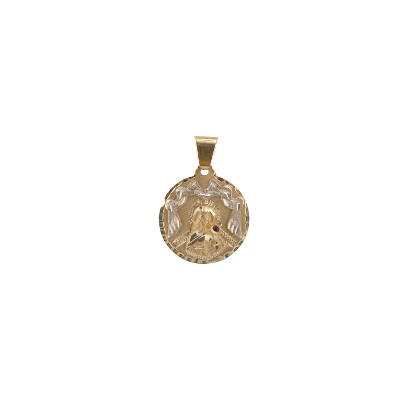 14KT Yellow Solid Gold Santa Barbara Round Pendant