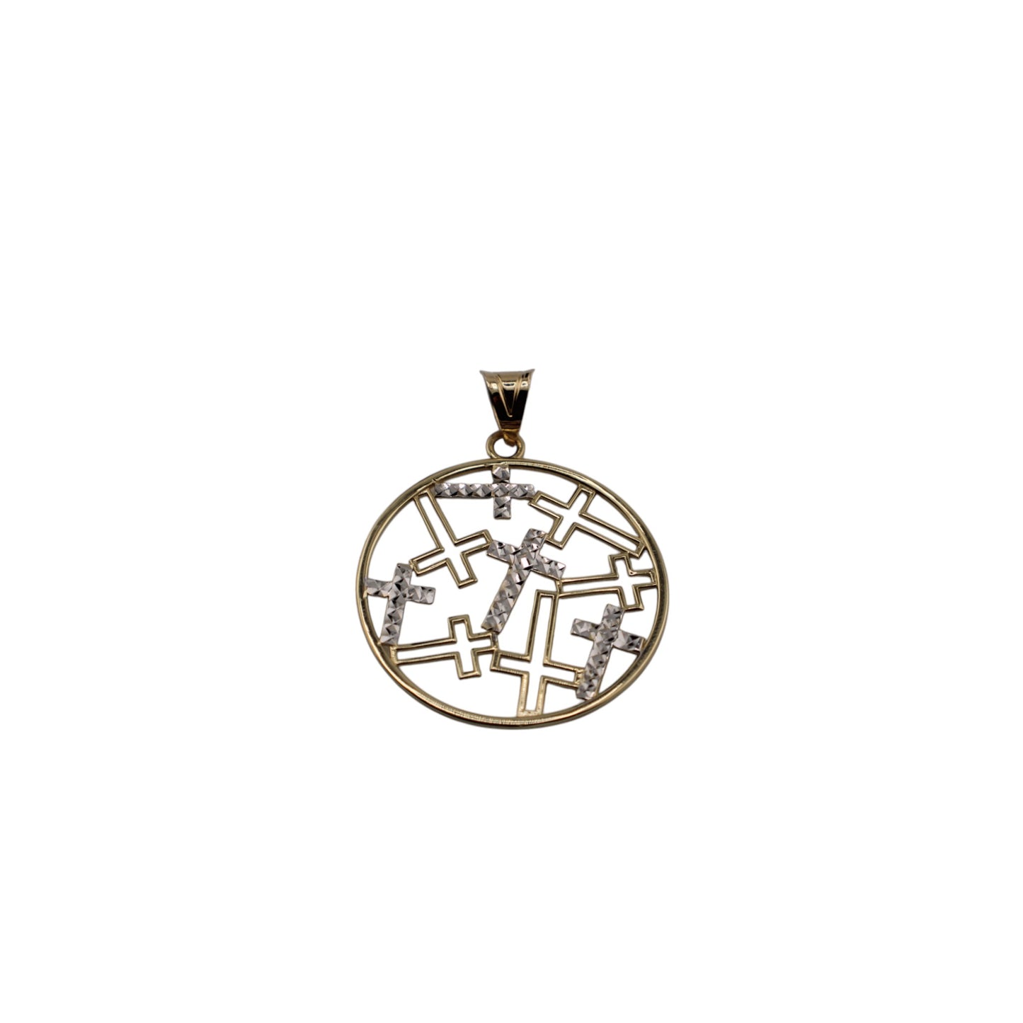 14KT Yellow/White Gold 40mm Fancy Cross Pendant