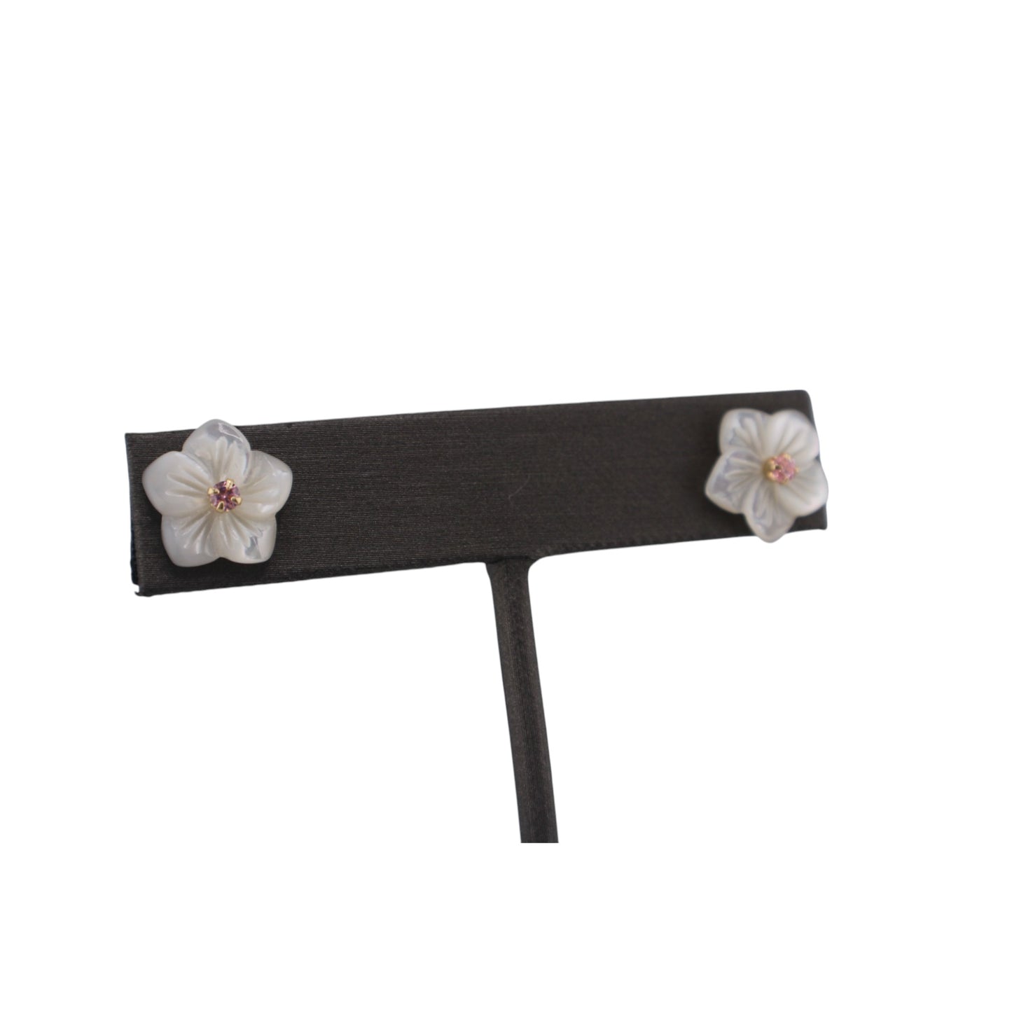14KT Yellow Gold Flower/ Mother of Pearl Studs Earrings